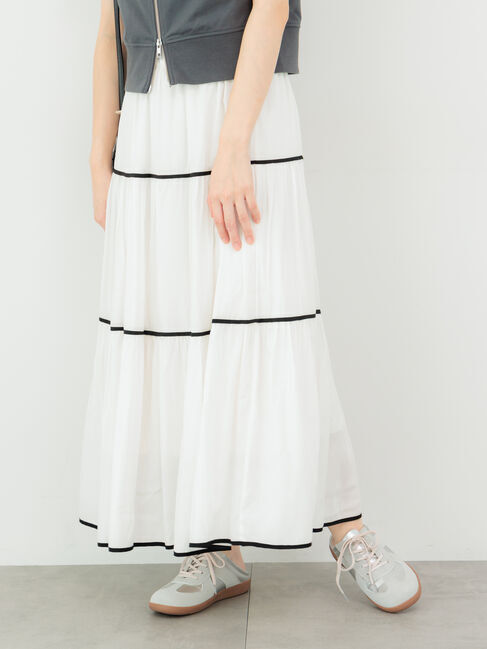 Te chichi TERRASSE「パイピングティアードスカート」|スカート|オフホワイト