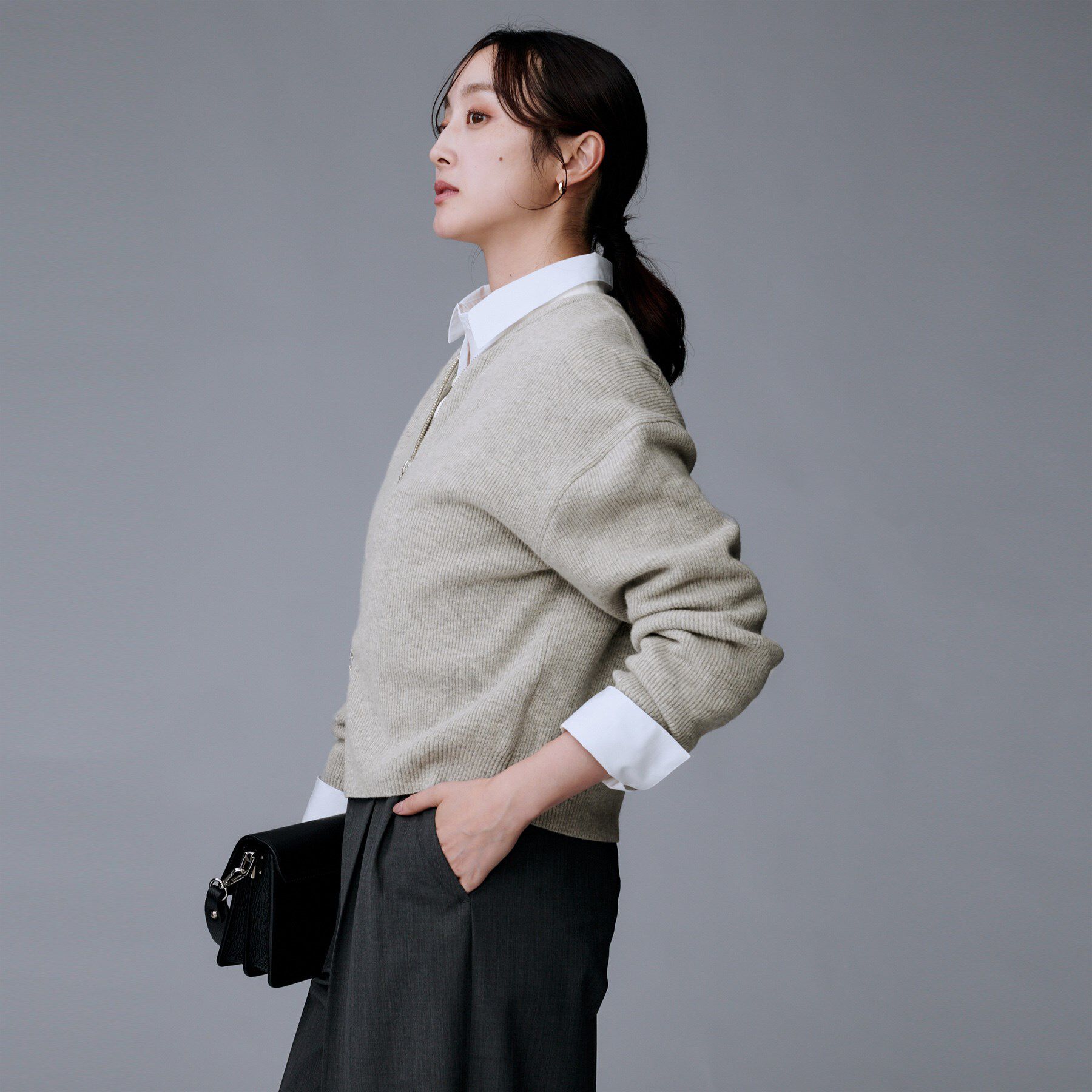 UNTITLED「【ゆったりサイズ／着丈短め】ジップニットカーディガン」|カーディガン|