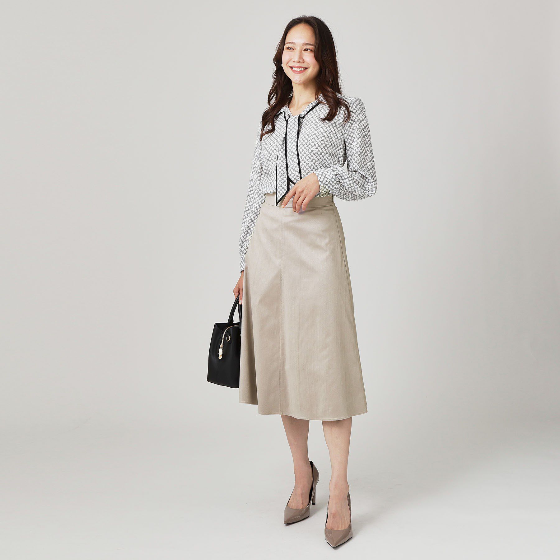 COUP DE CHANCE「【手洗い可／日本製／セットアップ可】スェード調素材フレアスカート」|スカート|