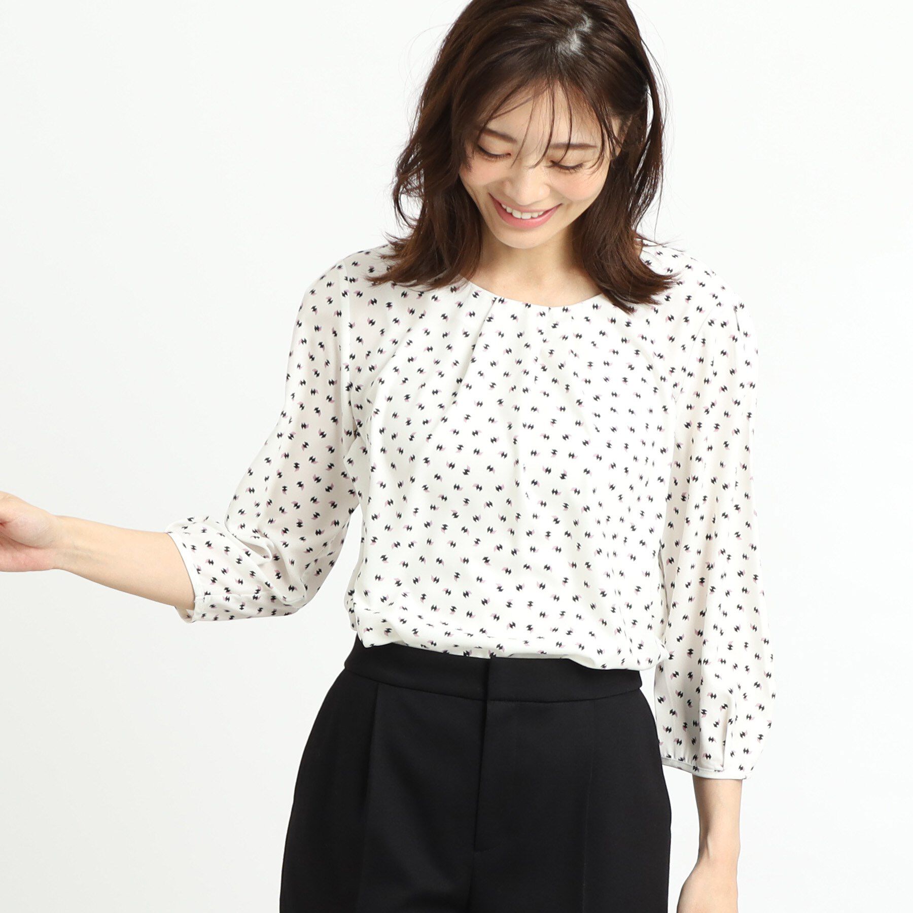 Reflect「【夏SALE／単品使いもできる】プリントブラウス着流しカーディガンニット」|カーディガン|