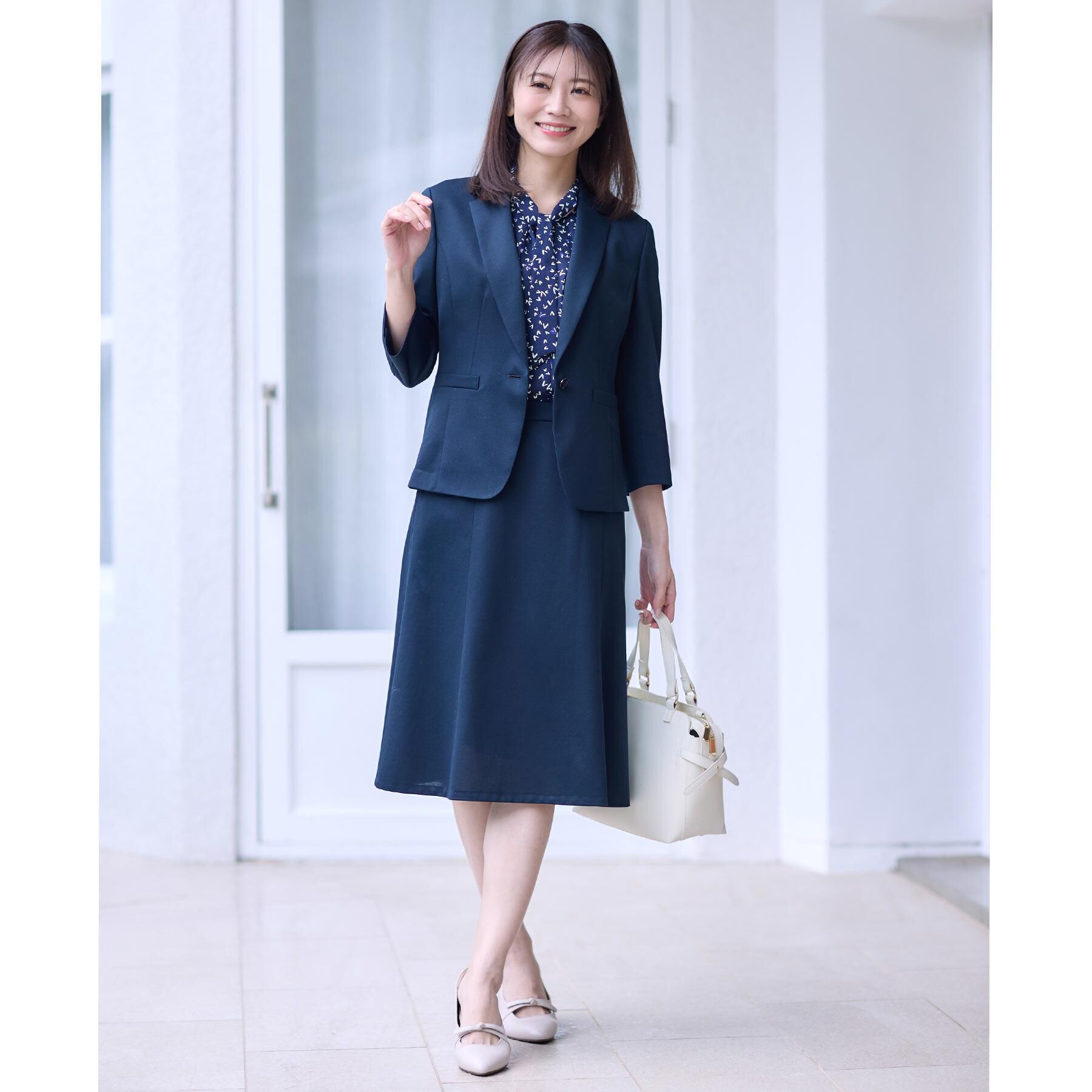 Reflect「【マシンウォッシュ可／セットアップ可】ボウタイプリントブラウス」|シャツ・ブラウス|