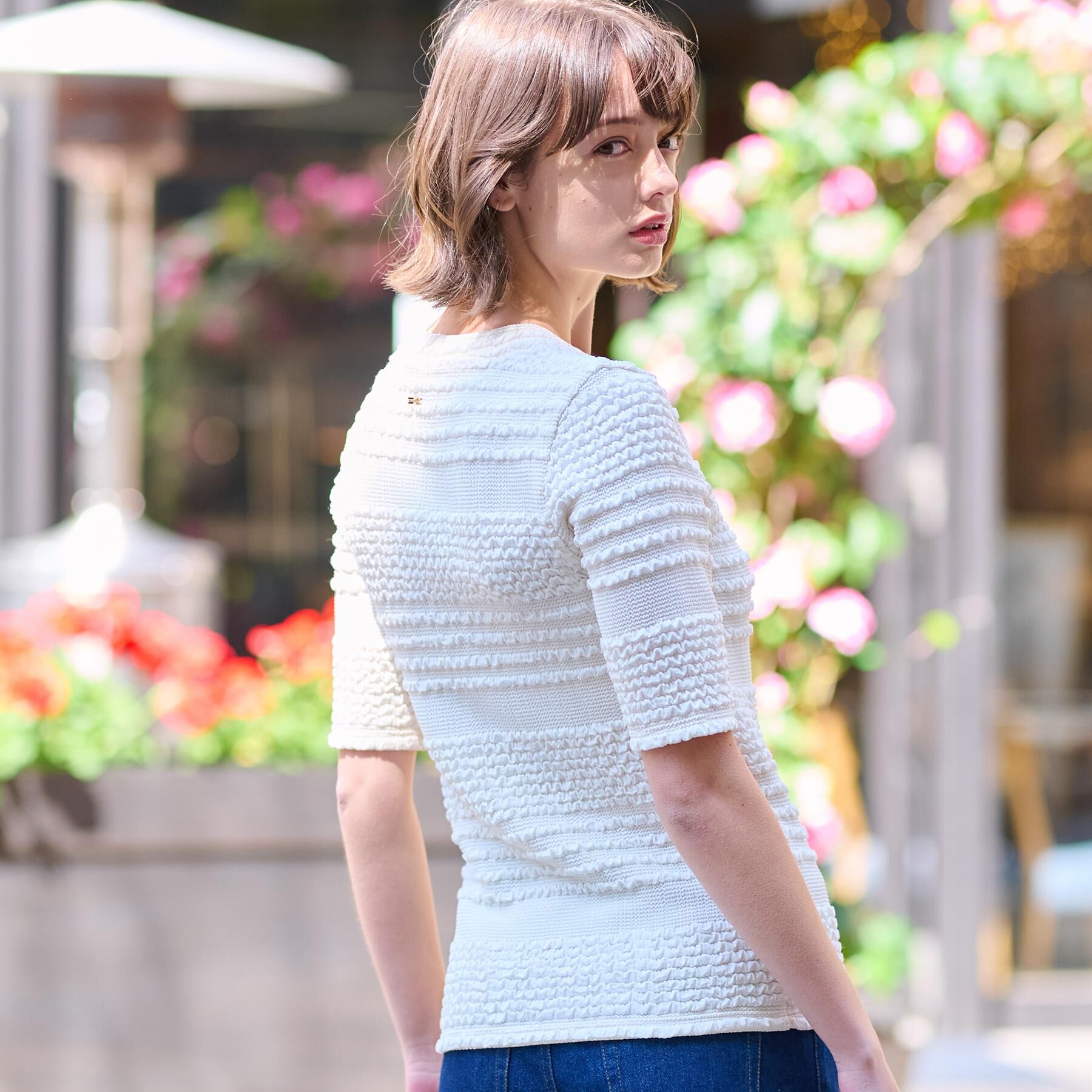 DRESSTERIOR「【洗える/伸縮性】フリルジャージTシャツ」|Tシャツ・カットソー|