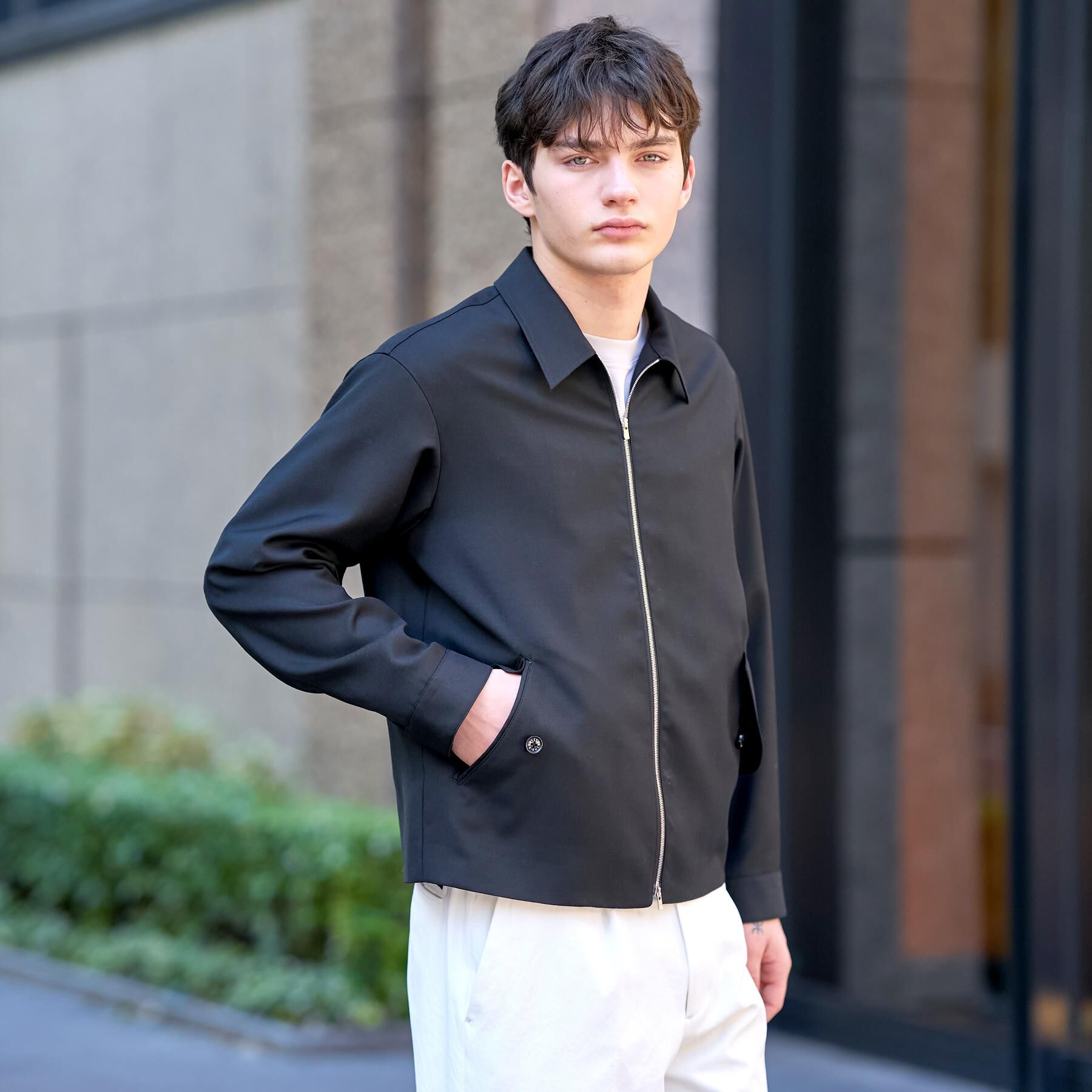 DRESSTERIOR「【家庭洗濯可】ウォッシャブル ウールハリントン ジャケット」|ブルゾン・スタジャン|