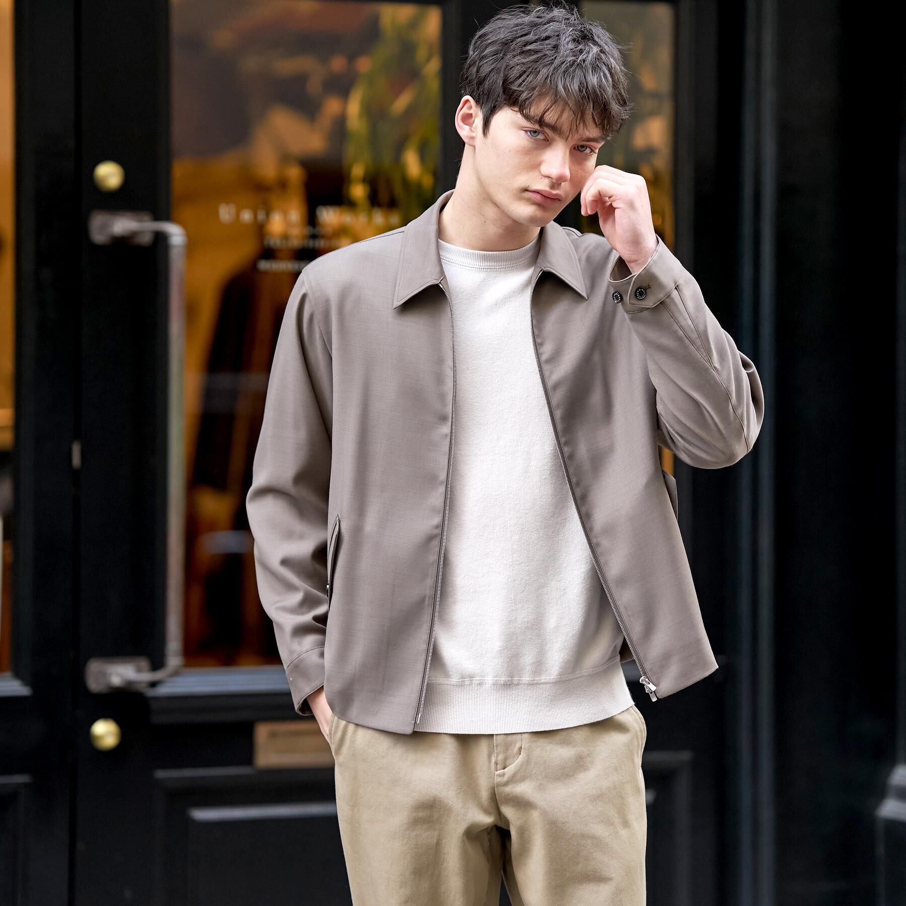 DRESSTERIOR「【家庭洗濯可】ウォッシャブル ウールハリントン ジャケット」|ブルゾン・スタジャン|