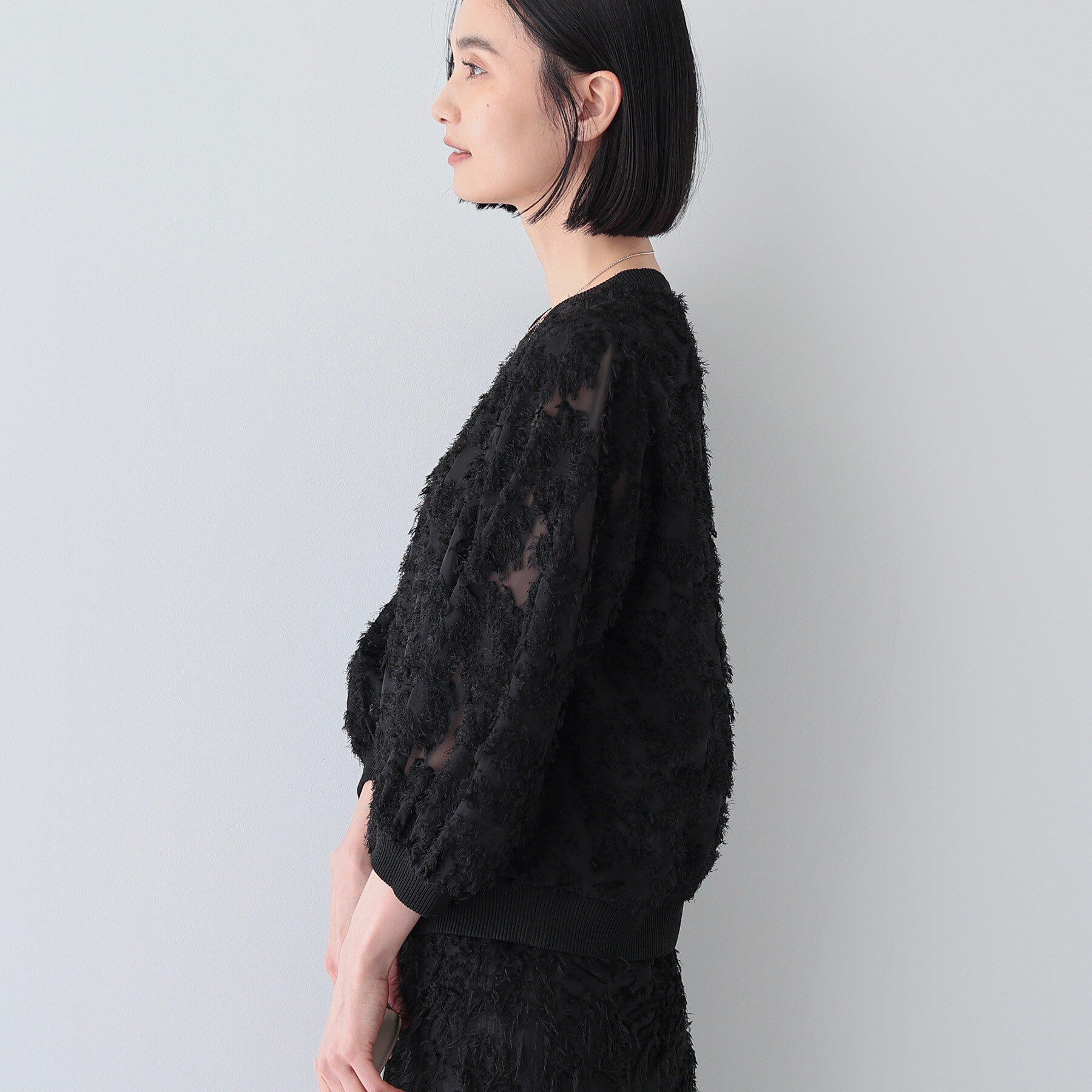 INDIVI「【トレンド／華やか】フリンジカットジャカードトップス」|シャツ・ブラウス|