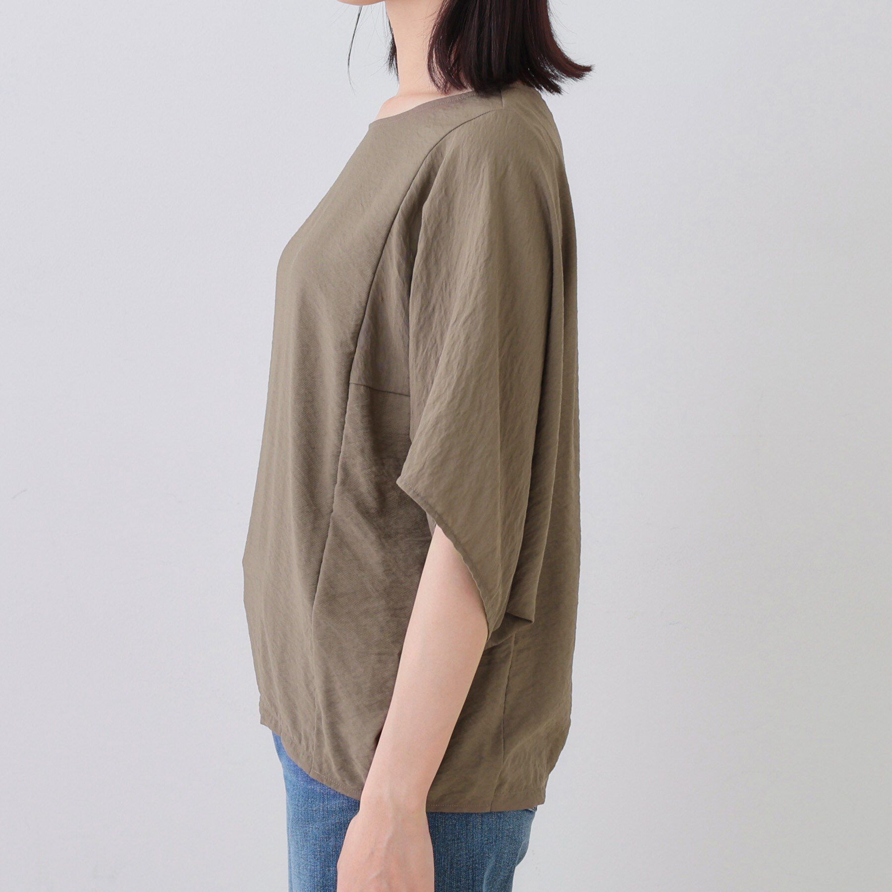 INDIVI「【洗える／5分袖／UVケア／SETUP可能】モモンガスリーブブラウス」|シャツ・ブラウス|