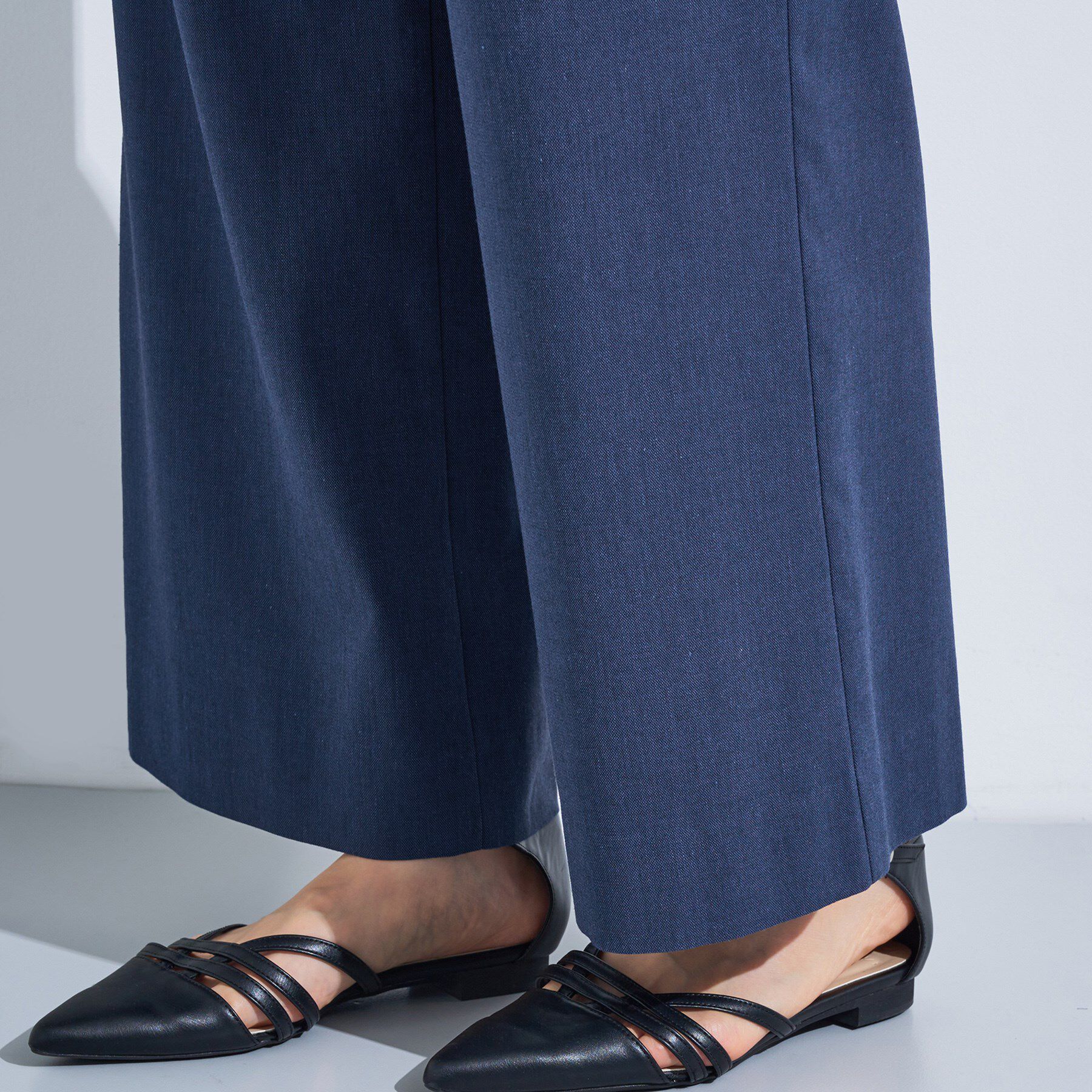 INDIVI「【デニムライク】マリンボタン リネン混ワイドパンツ」|その他|