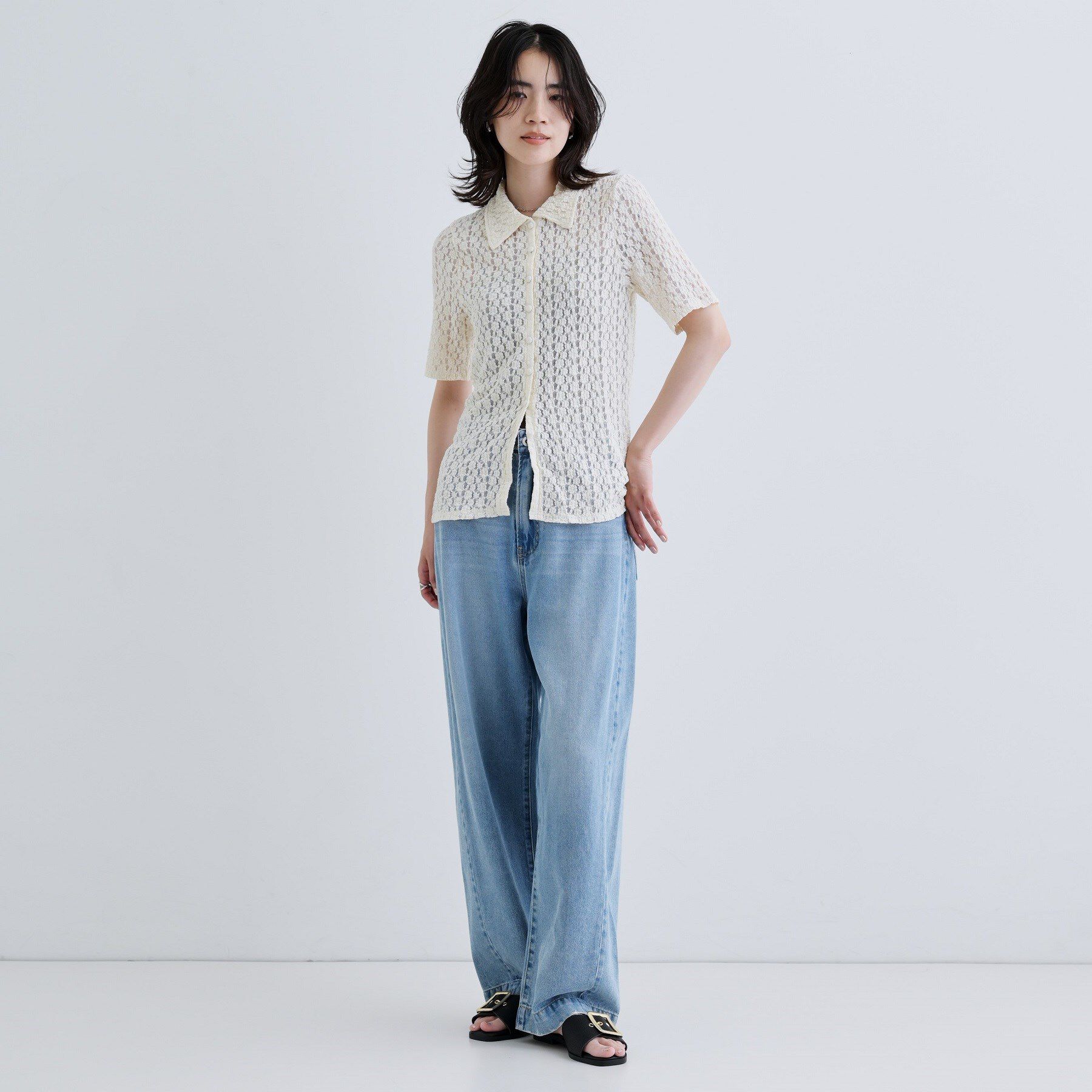 GALLEST「【一部店舗限定】カットレースポロ」|シャツ・ブラウス|