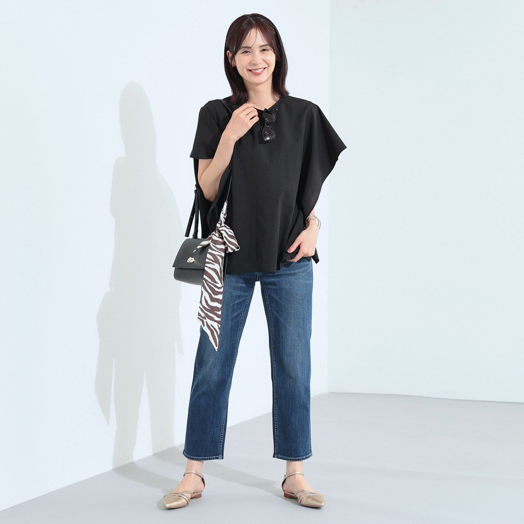 INDIVI「【体型カバー】スクエアブラウス」|シャツ・ブラウス|