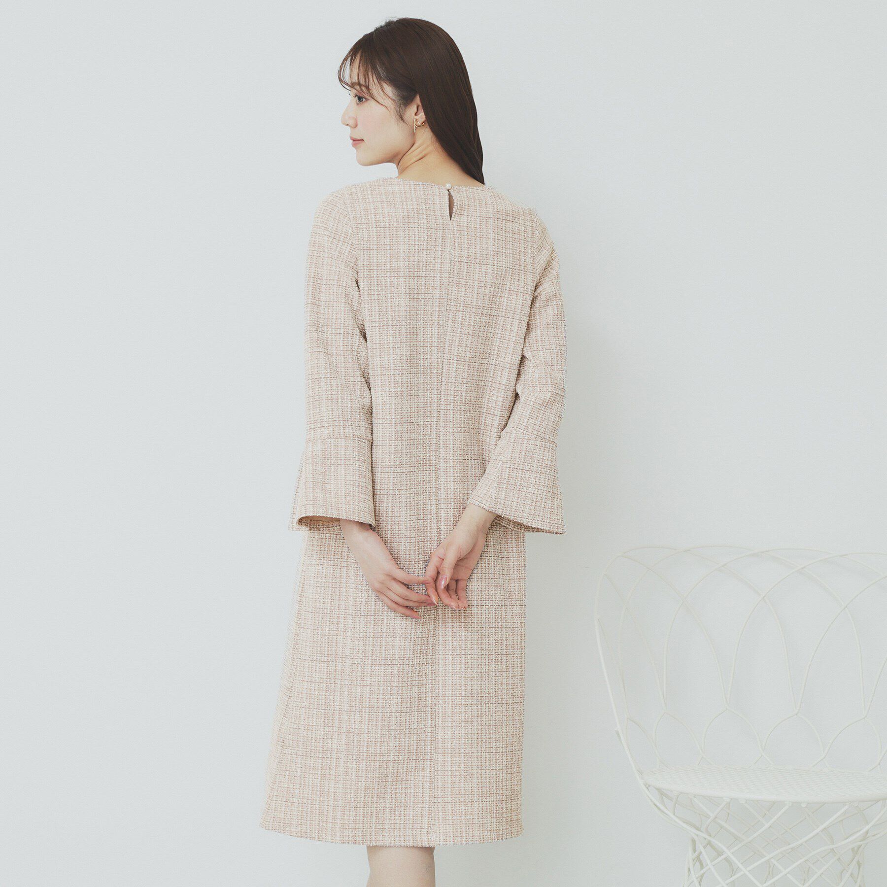 index「ストレッチラメツイードワンピース【洗濯機洗い可】」|ワンピース|