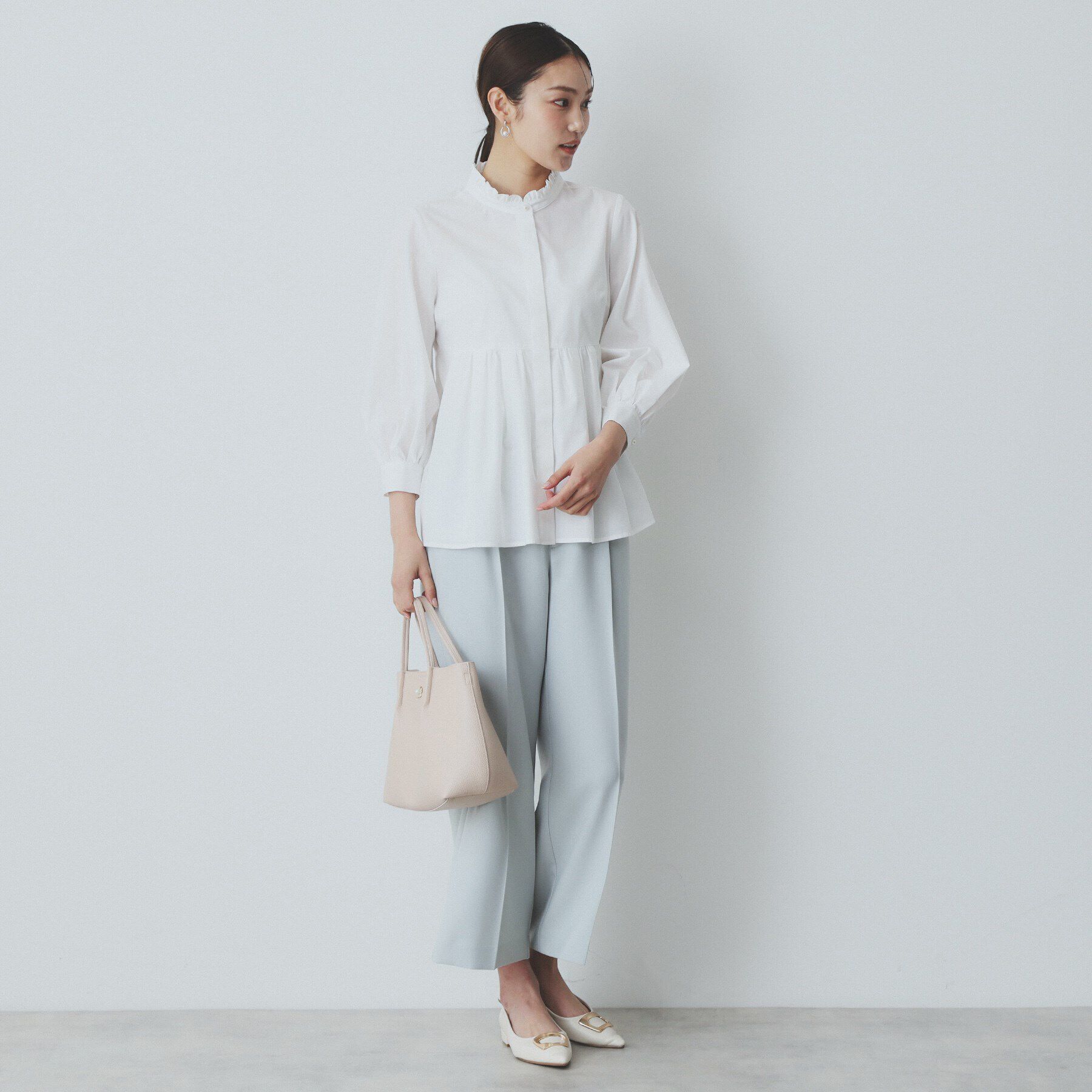 index「《6color》フリルバンドカラーペプラムブラウス【洗濯機洗い可/イージーアイロン/防シワ】」|シャツ・ブラウス|