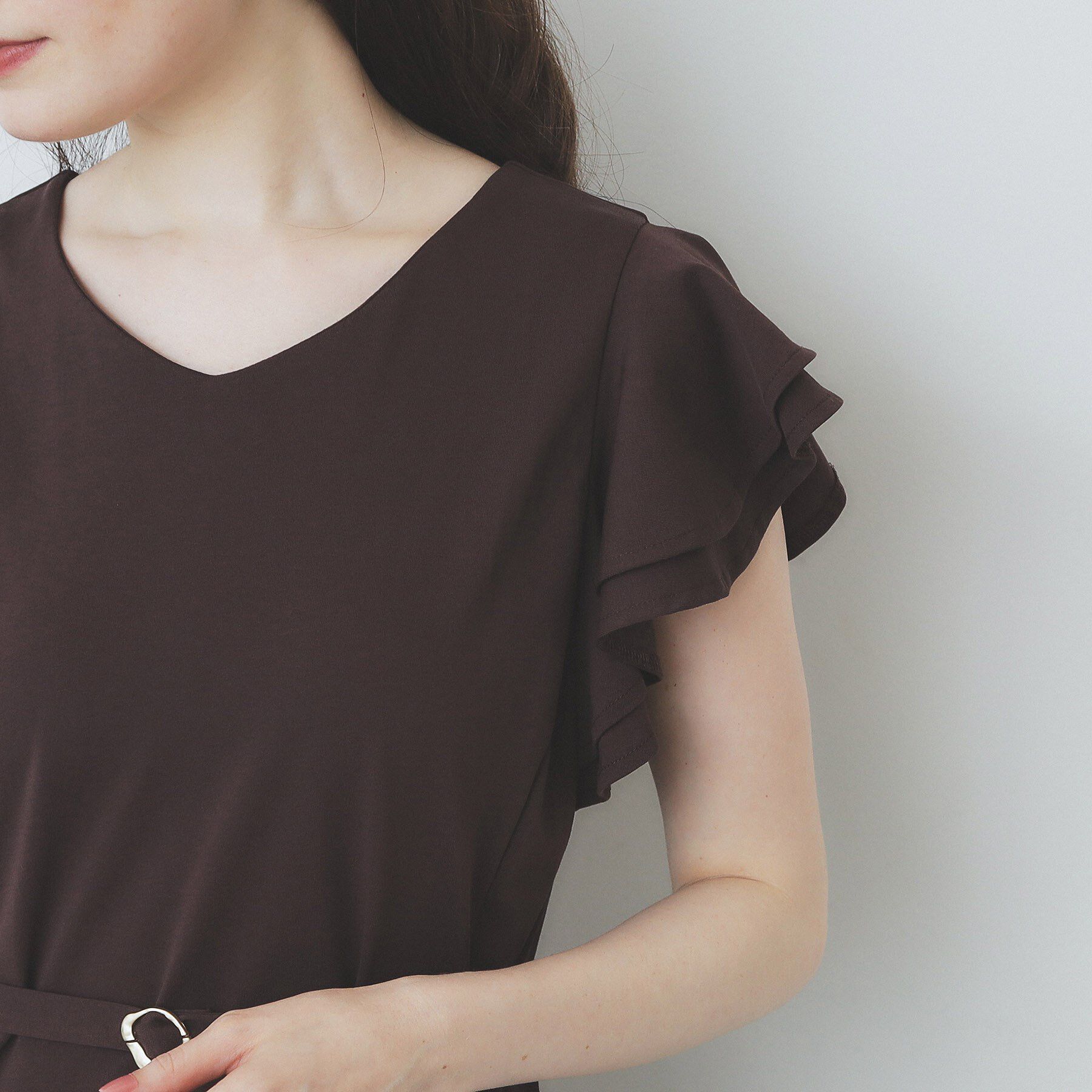 index「《5色展開/S-LLサイズ》シルケットVネックフレアワンピース【接触冷感/UVケア/洗濯機洗い可】」|ワンピース|