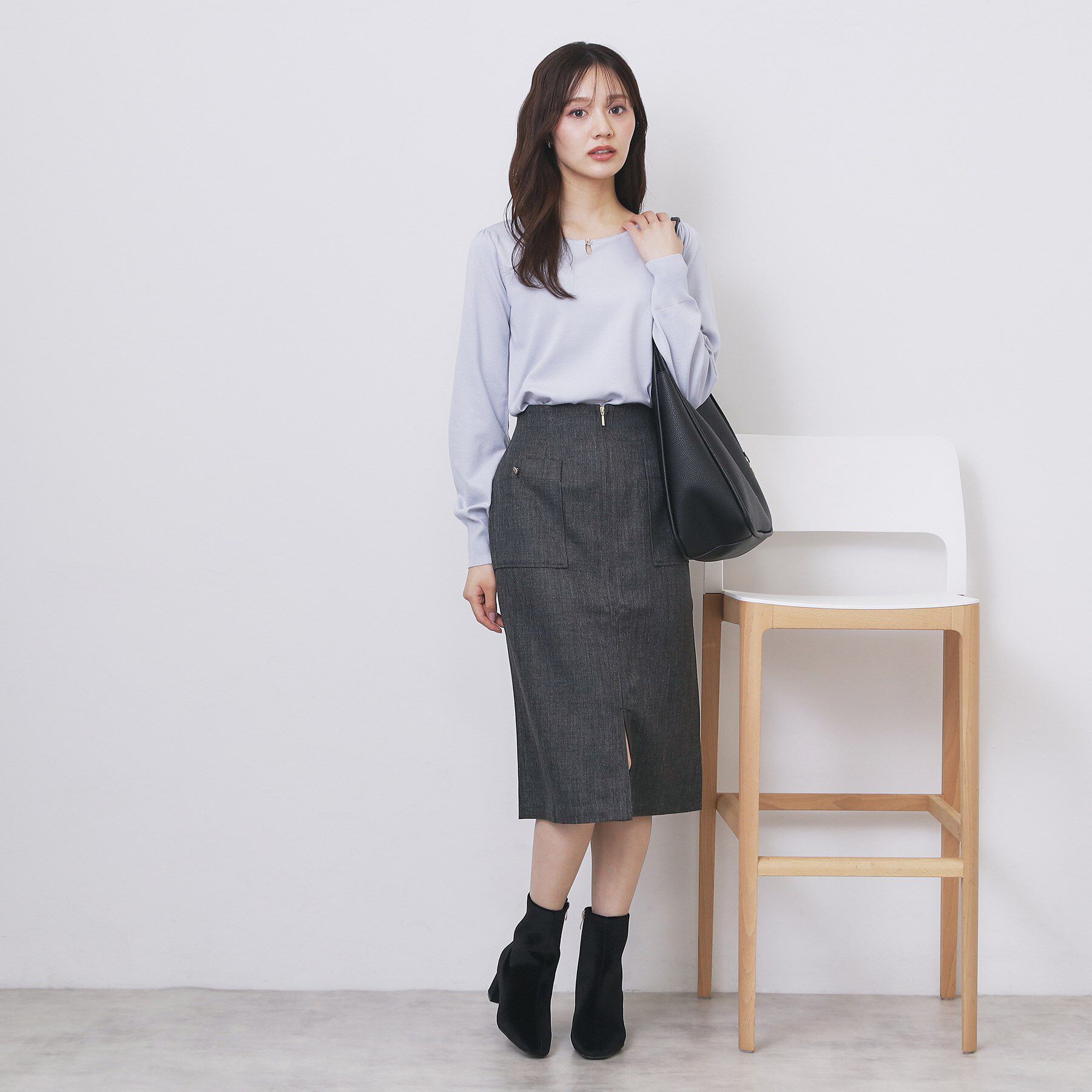 index「パール調パーツ付きクルーネックニット【洗濯機OK】《8col/XS～3L》」|ニット・セーター|