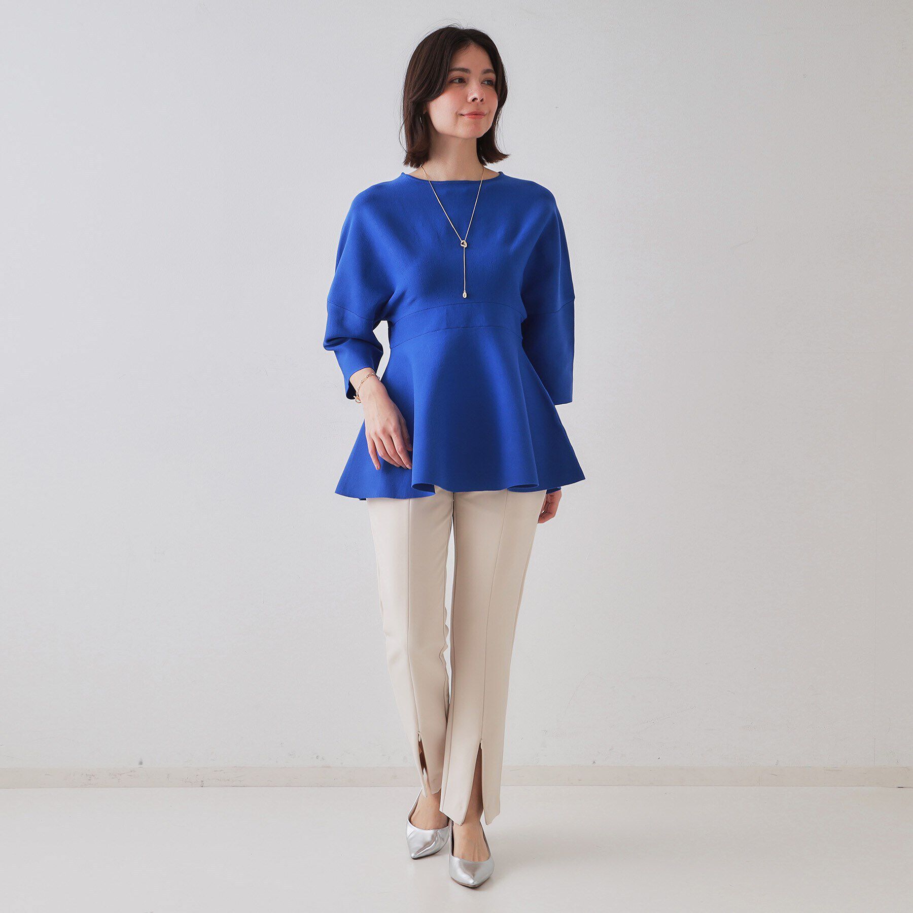 OPAQUE.CLIP「ランタンスリーブペプラムデザインニット【洗濯機洗い可/抗ピル】」|ニット・セーター|