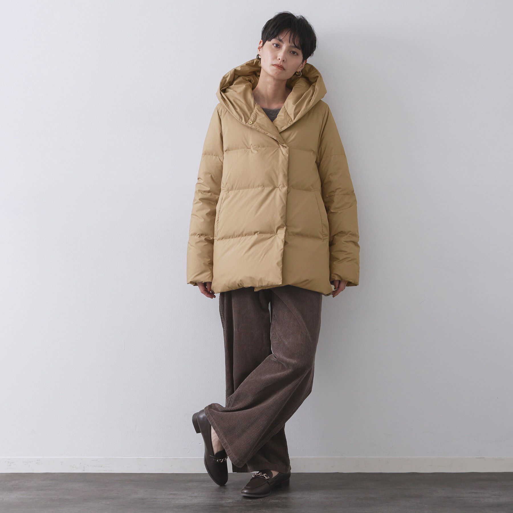 OPAQUE.CLIP「撥水フードミドルダウンコート【防風/抗菌防臭/洗濯機OK】《S～LL》」|ダウン|