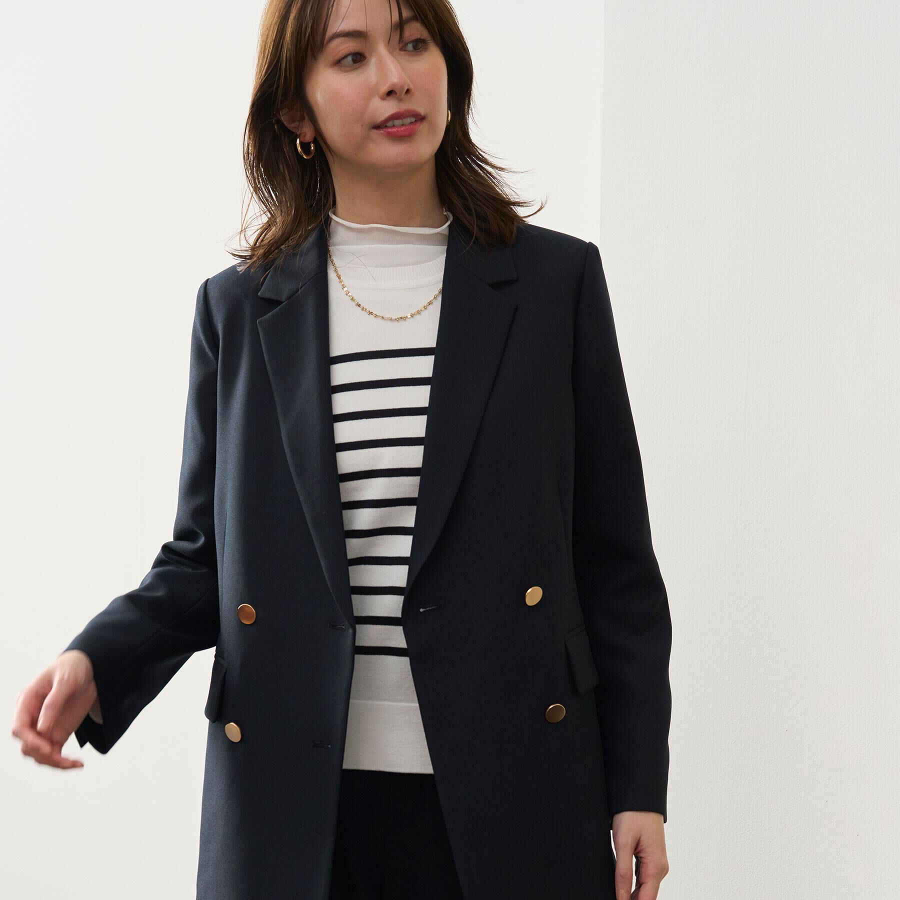 OPAQUE.CLIP「金ボタンダブルブレストテーラードジャケット/セットアップ対応【洗える】《S～LL》」|テーラードジャケット|