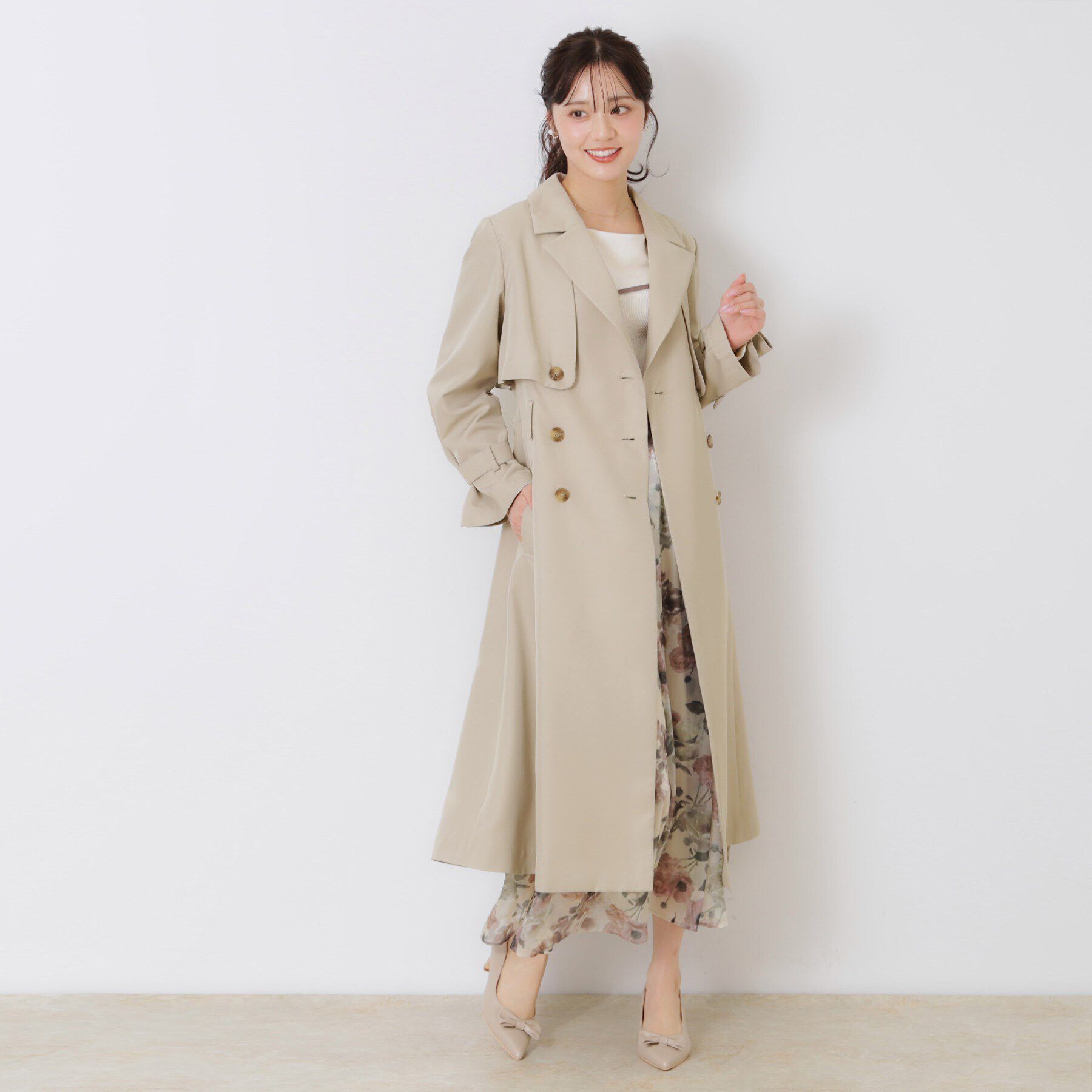 Couture broach「【撥水・通勤・大人可愛い】ロングトレンチ」|トレンチコート|