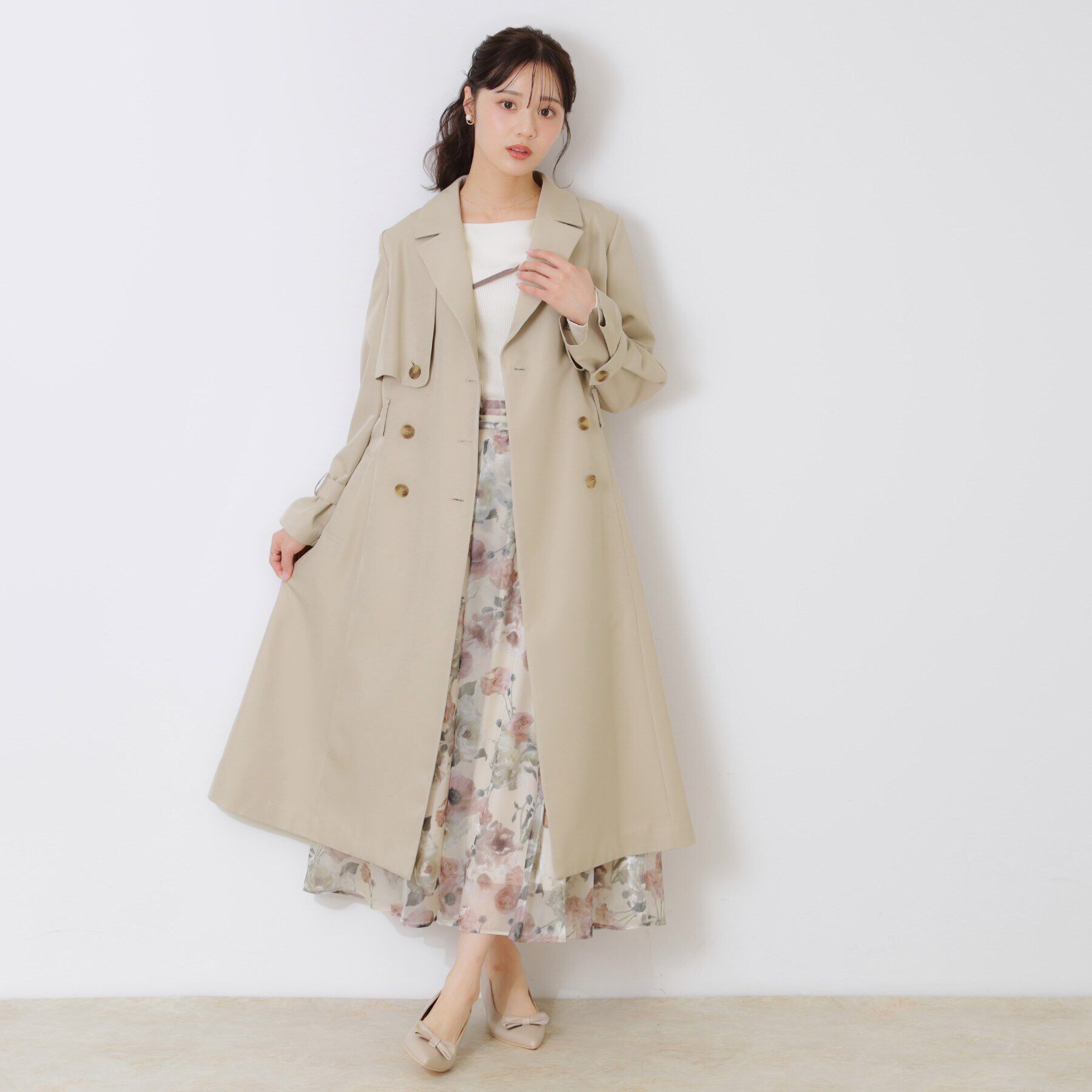 Couture broach「【撥水・通勤・大人可愛い】ロングトレンチ」|トレンチコート|