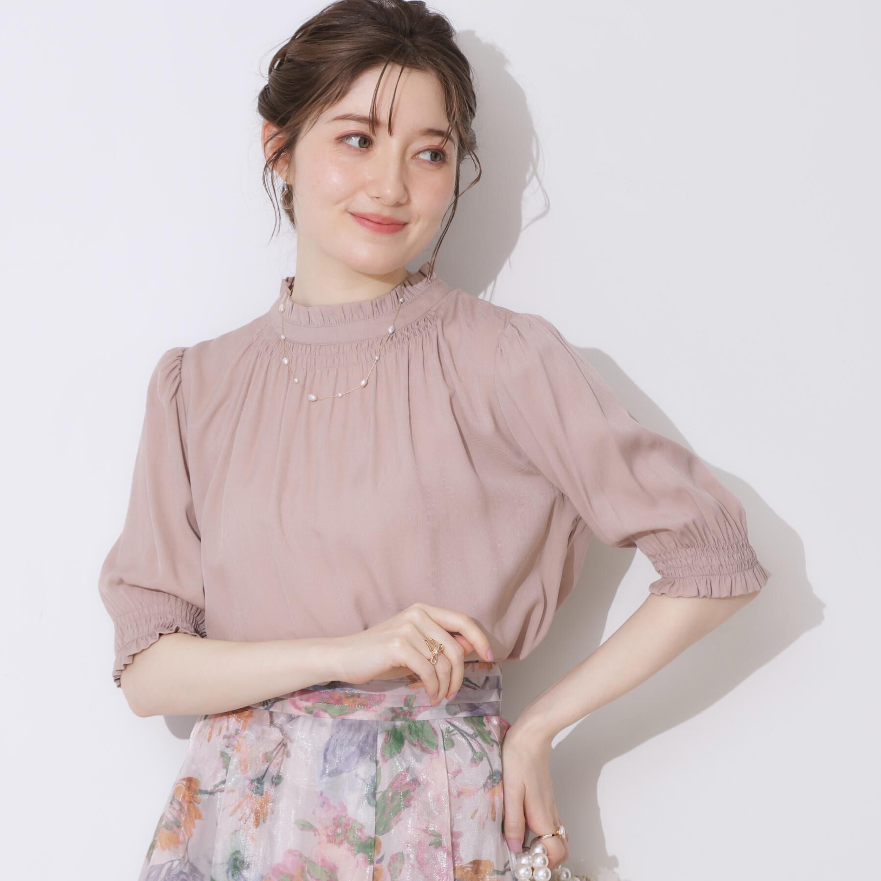 Couture broach「【SS～LLサイズ・二の腕カバー・通勤】RTピケシャーリングブラウス」|シャツ・ブラウス|