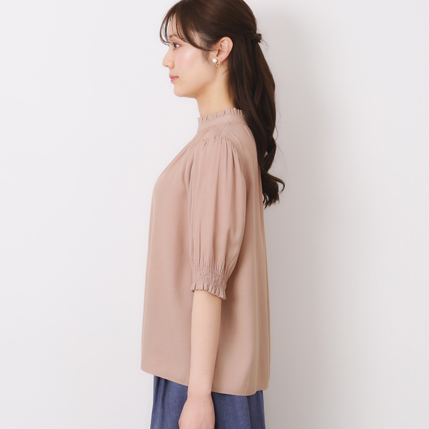 Couture broach「【SS～LLサイズ・二の腕カバー・通勤】RTピケシャーリングブラウス」|シャツ・ブラウス|