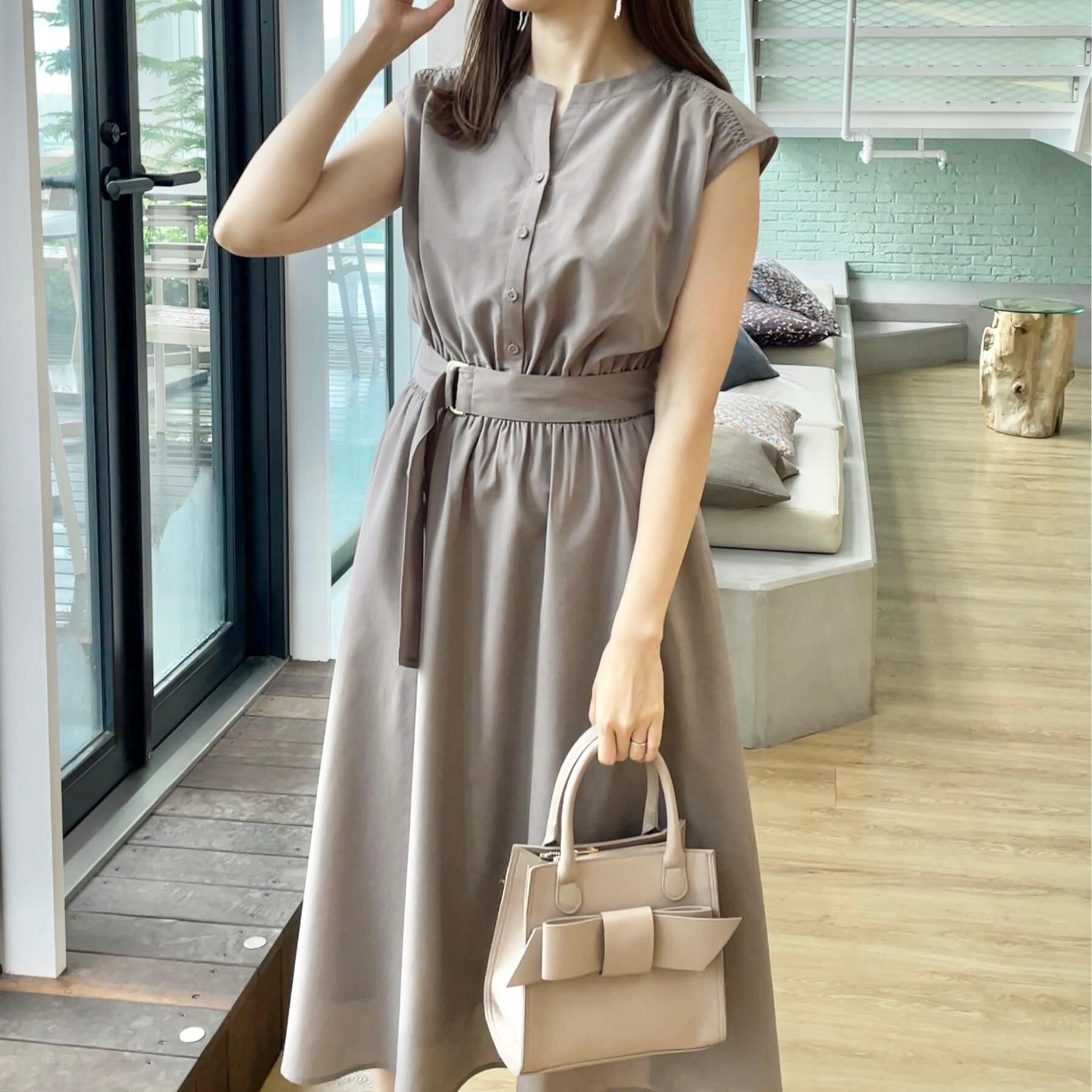 Couture broach「【ドライタッチ・しわになりにくい・通勤】麻調シャツワンピース」|ワンピース|