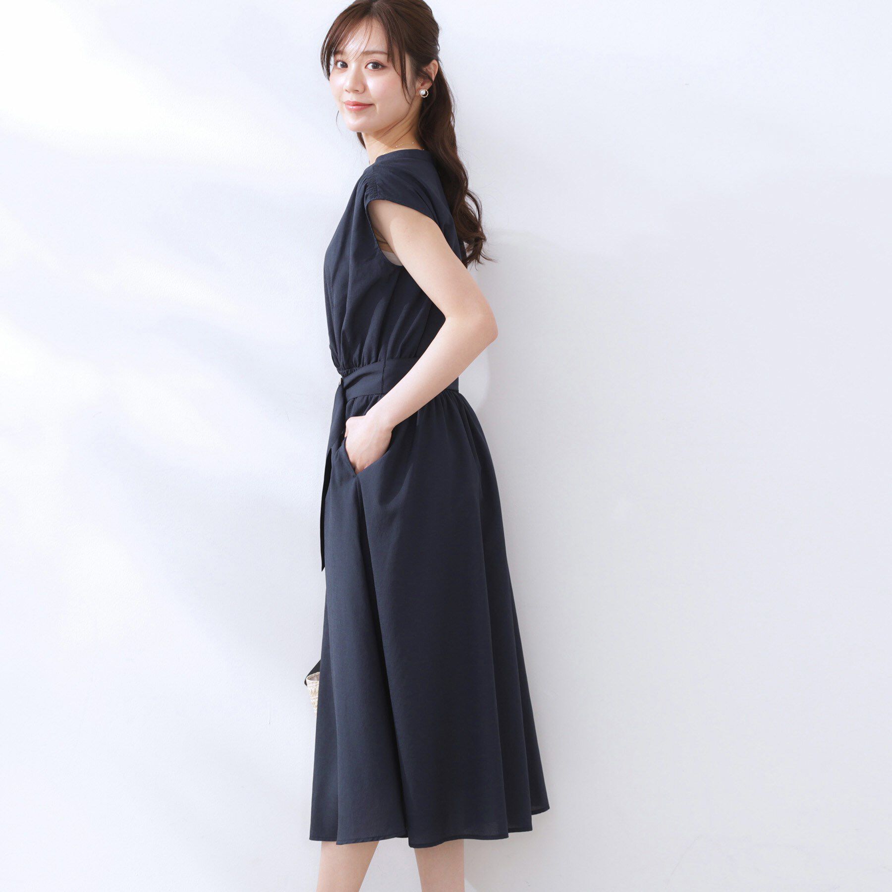 Couture broach「【ドライタッチ・しわになりにくい・通勤】麻調シャツワンピース」|ワンピース|