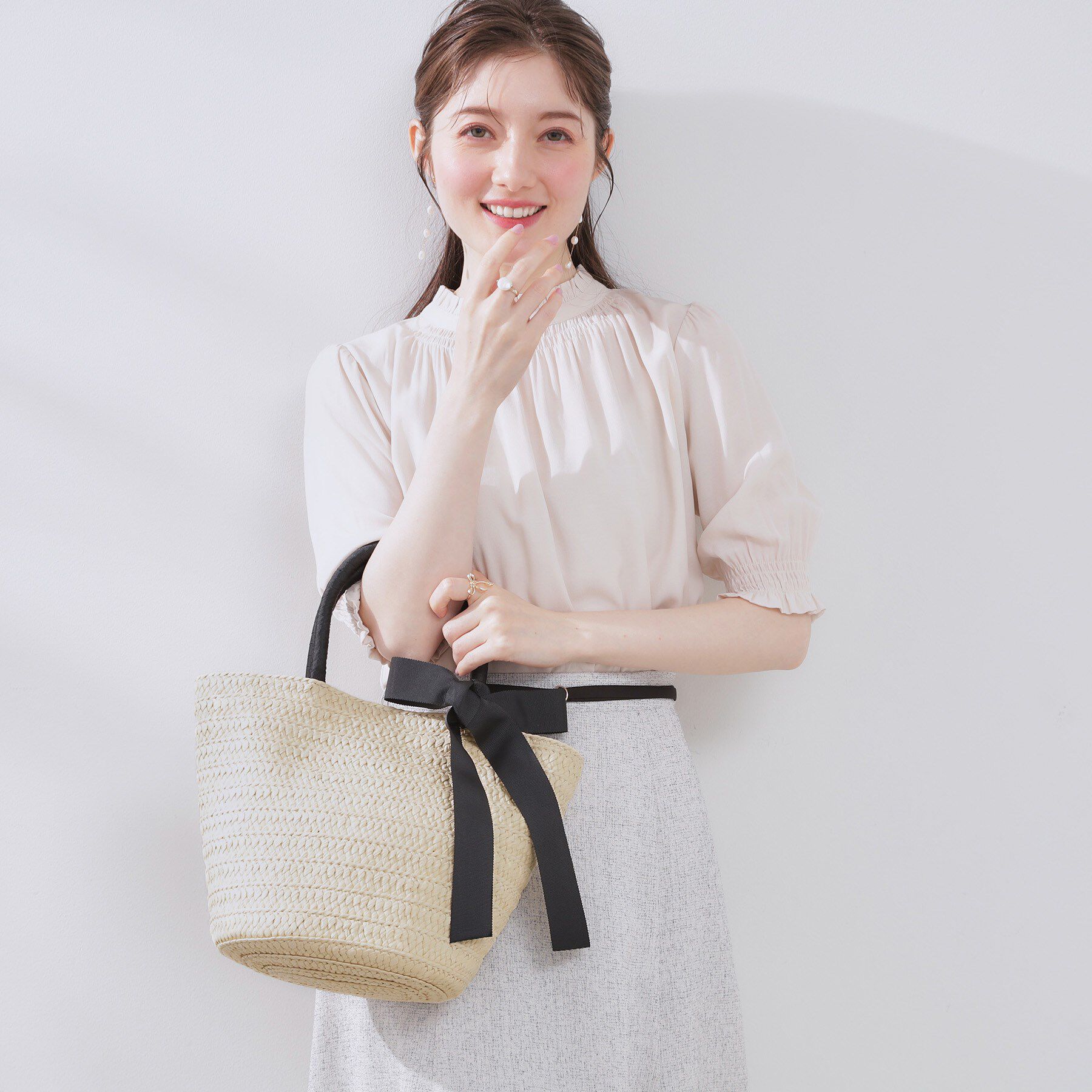 Couture broach「リボンディティールかごトートバッグ」|トートバッグ|