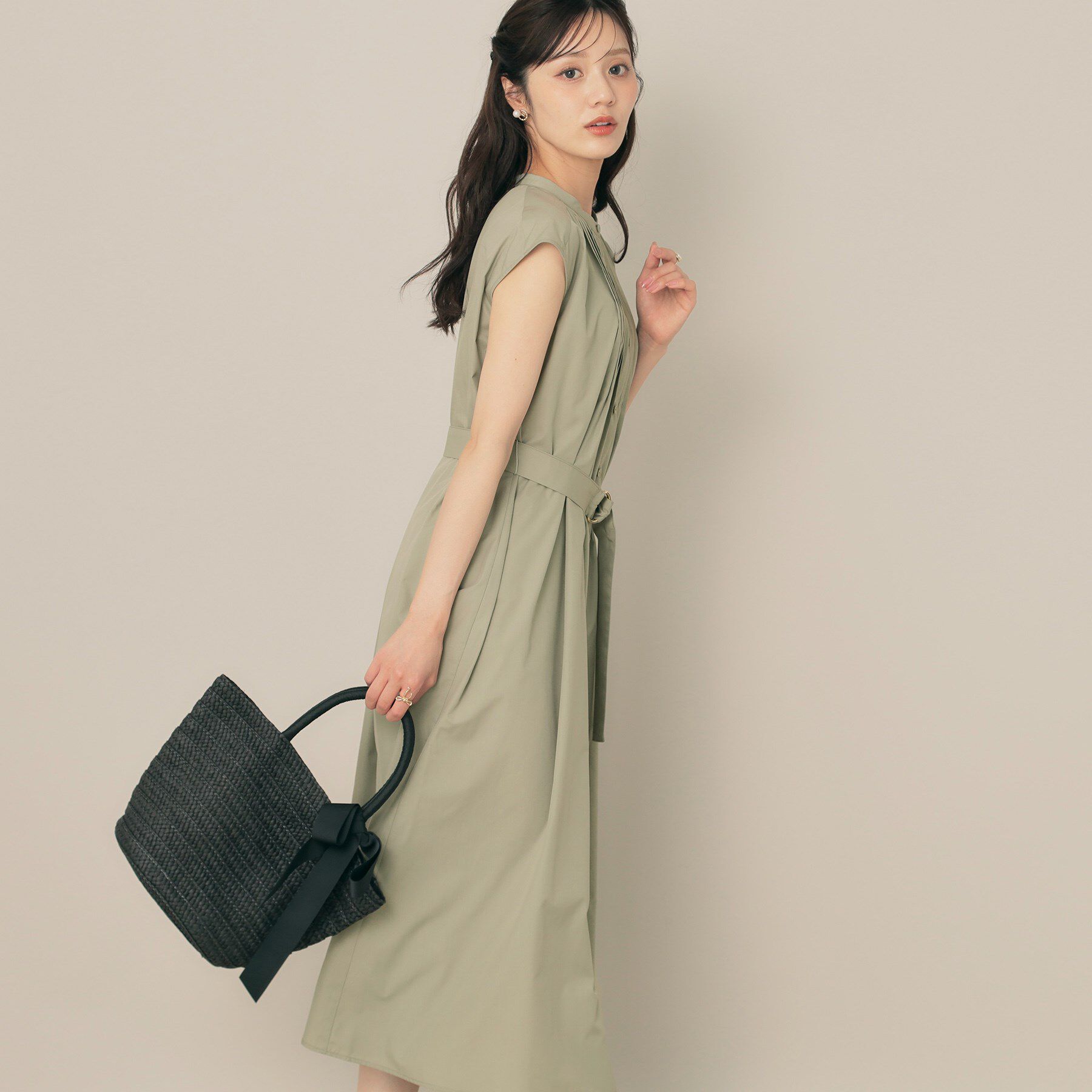 Couture broach「【Aライン・細見え】フロントタックシャツワンピース」|ワンピース|