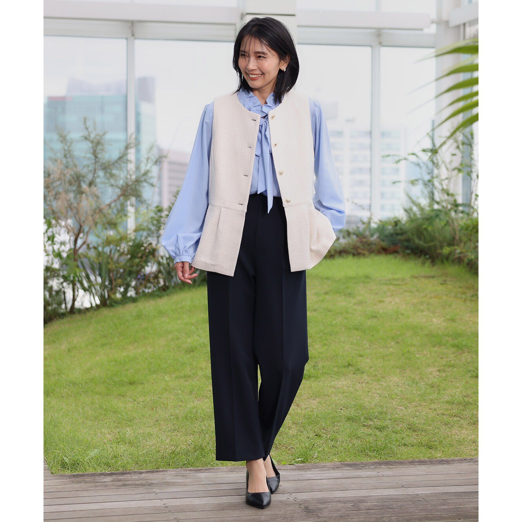 THE SHOP TK「【ONOFF活躍/セレモニー】ツイードペプラムジレ/洗える」|ベスト・ジレ|