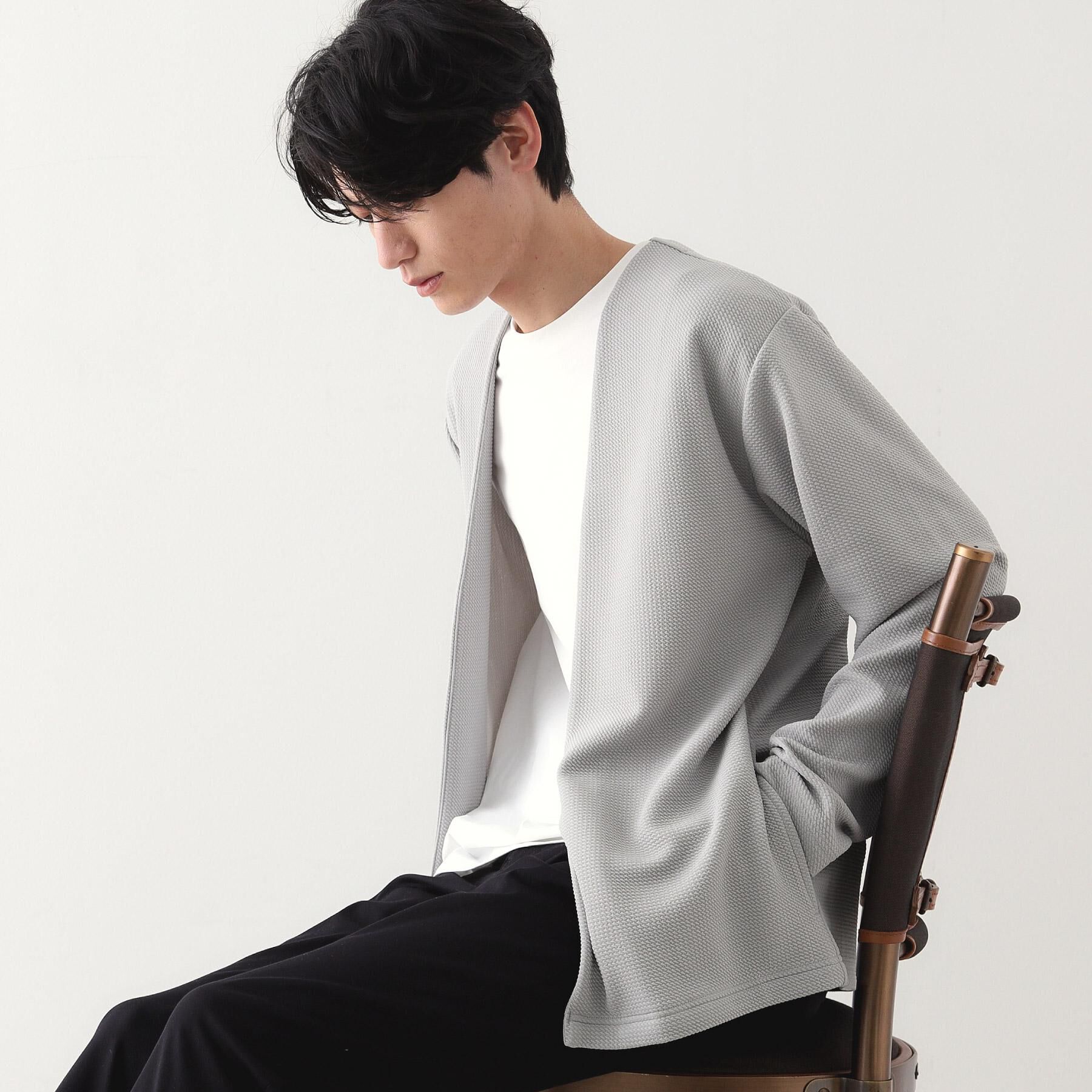 THE SHOP TK「ミニフクレアンサンブルカーディガン 【長袖カーディガン＋半袖Tシャツセットアイテム】」|カーディガン|ライトグレー(011