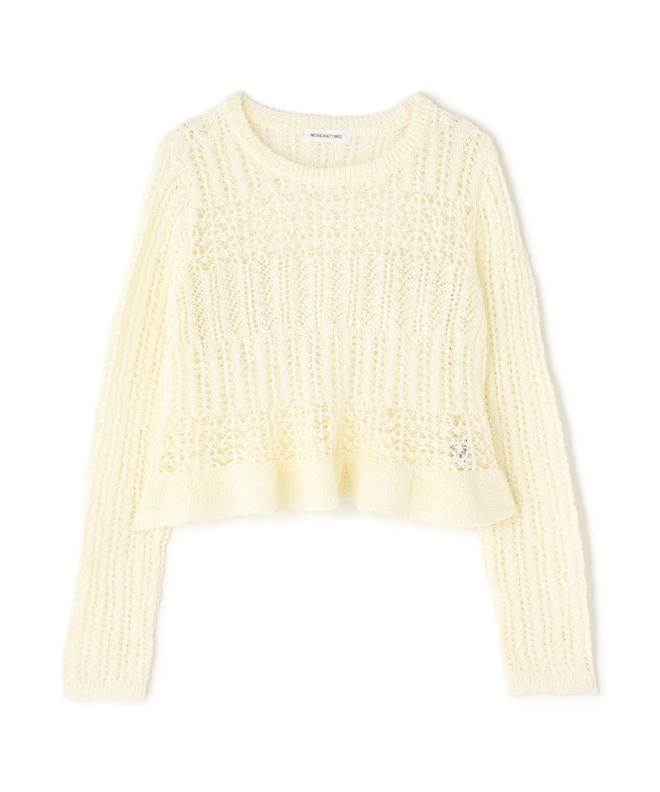  「クロップドレースメッシュニット」|ニット・セーター|