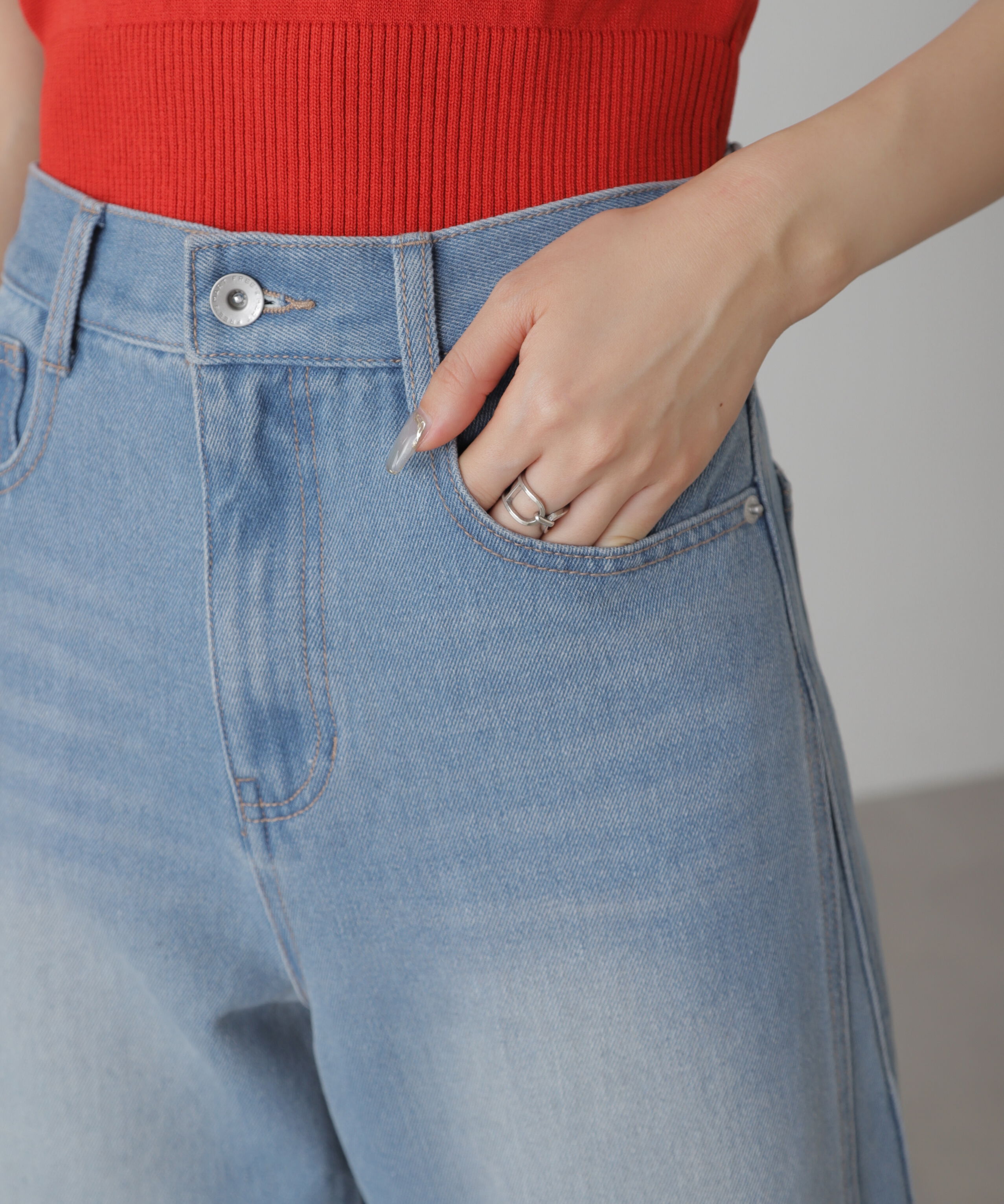  「[XS-Lサイズ展開]サイドパネルヴィンテージライクワイドデニム」|その他|