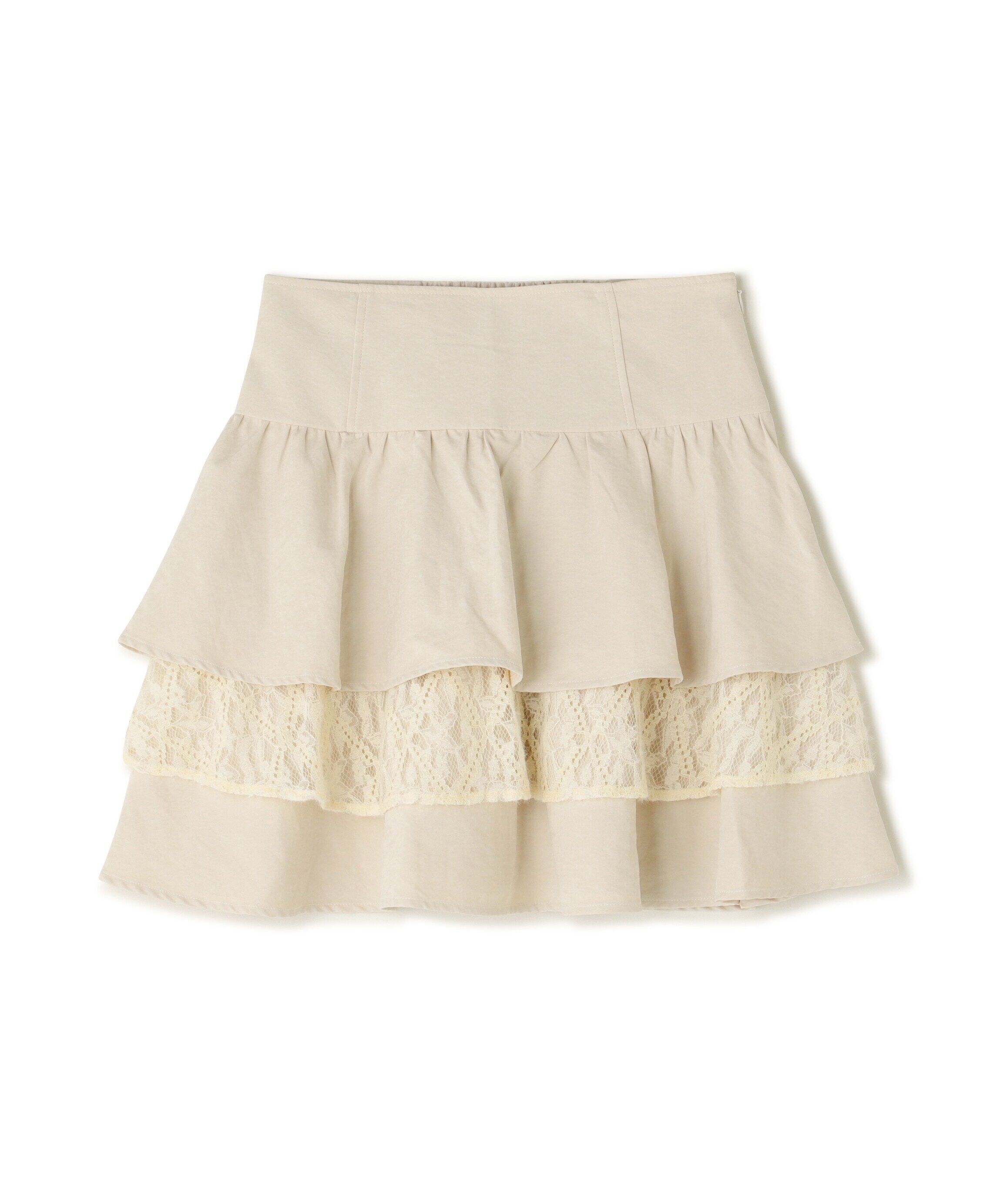  「起毛レースティアードミニスカート」|スカート|