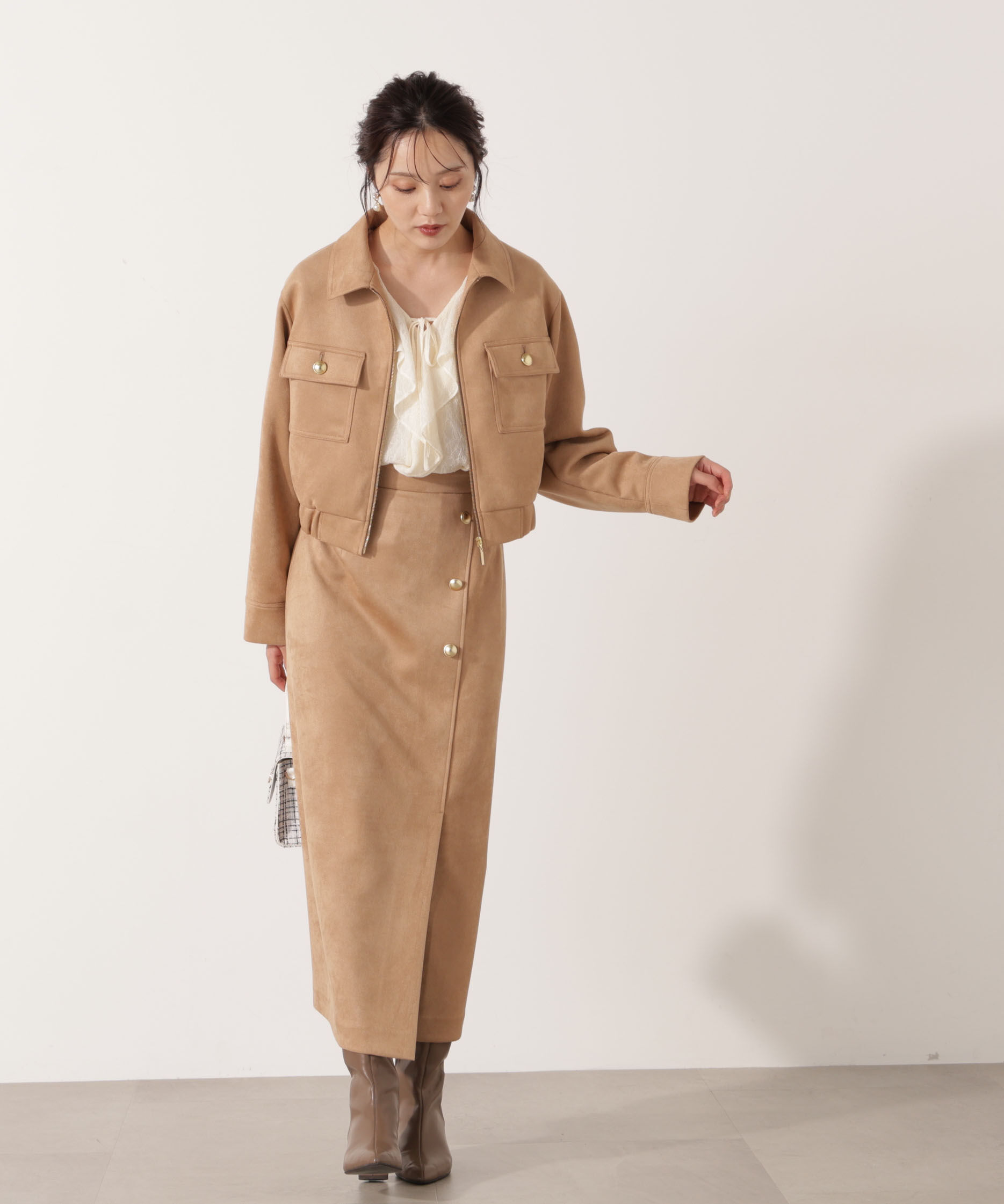 PROPORTION BODY DRESSING「フェイクスエード調ブルゾン 25AW」|ブルゾン・スタジャン|