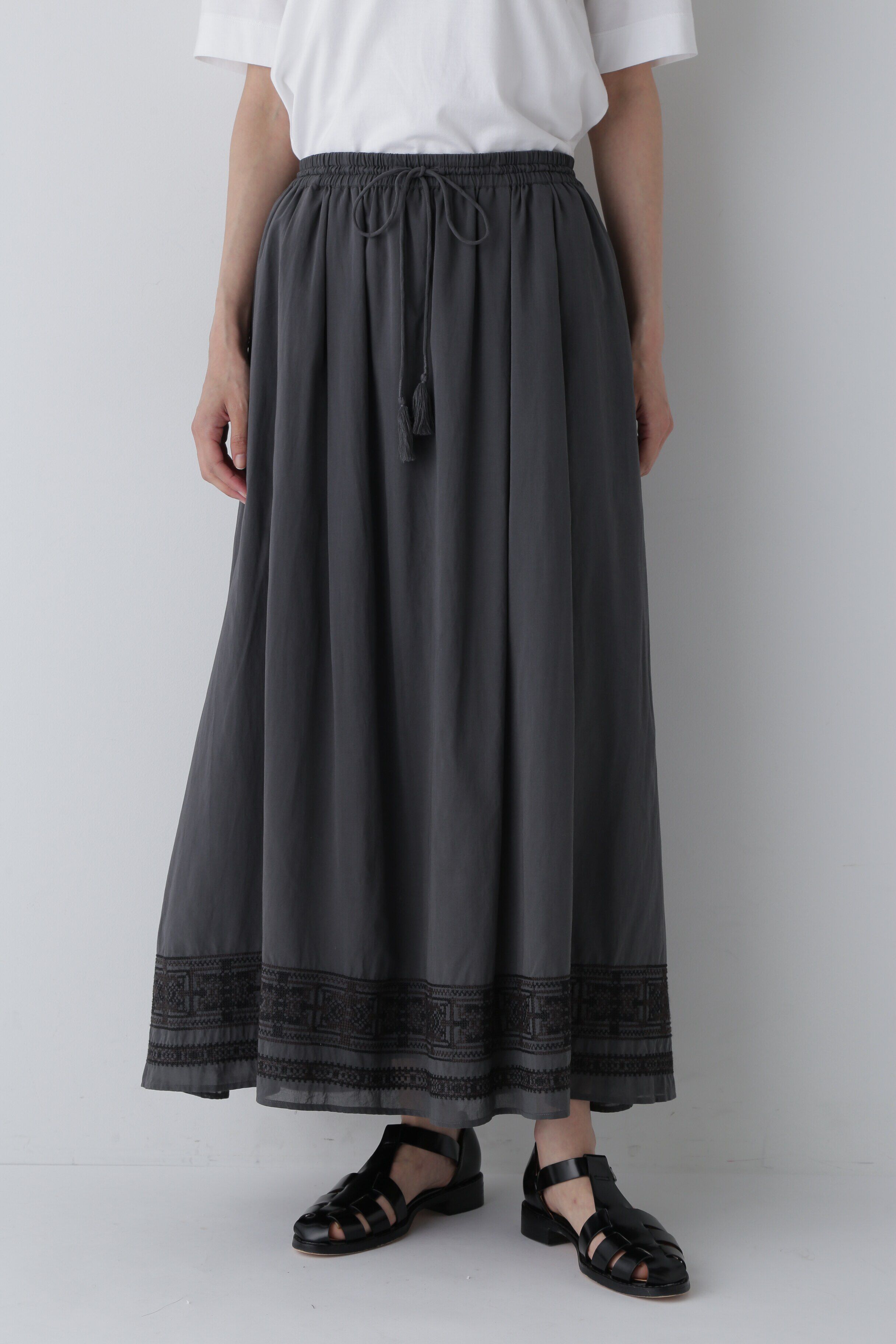  「◆インド刺繍コットンボイルスカート」|スカート|