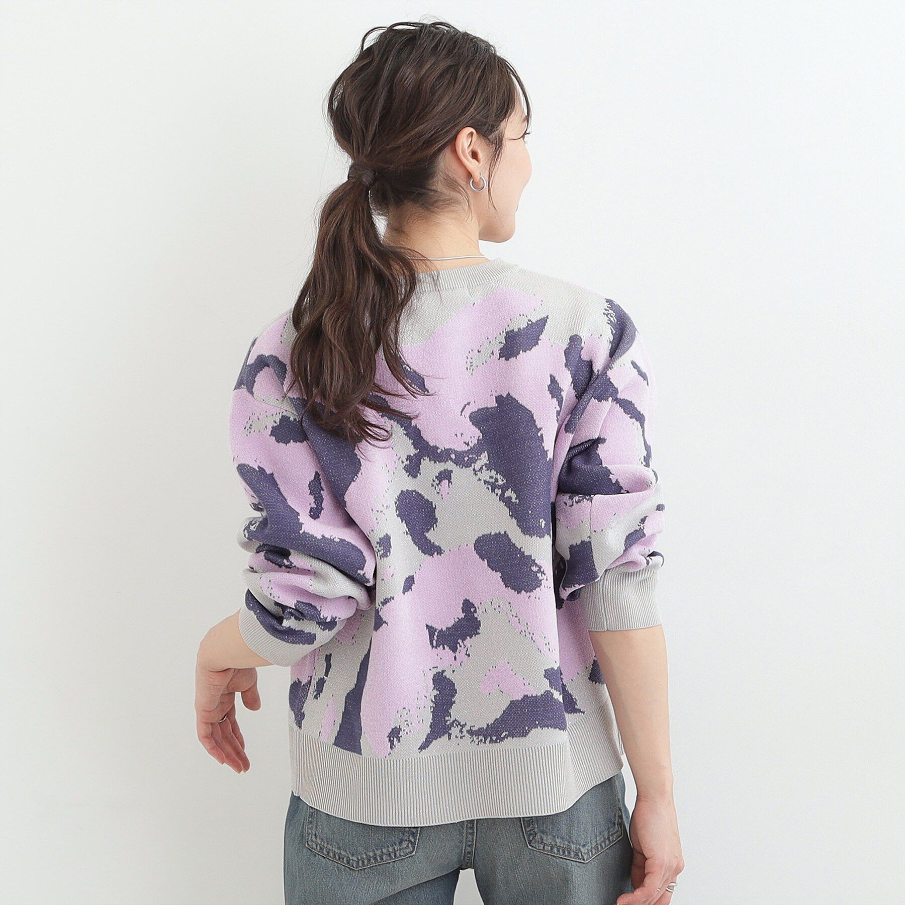 SHOO･LA･RUE「【洗濯機可/S-LL】1枚で華やかに ラメ入りニュアンス柄ニット」|ニット・セーター|