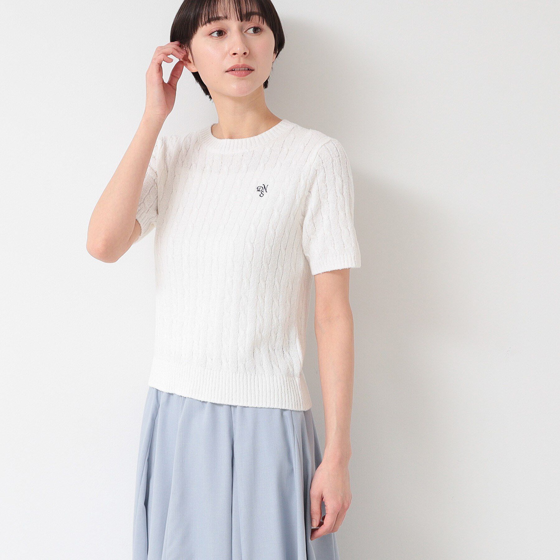 Dessin「【洗える】ケーブルクルーネックニット」|ニット・セーター|