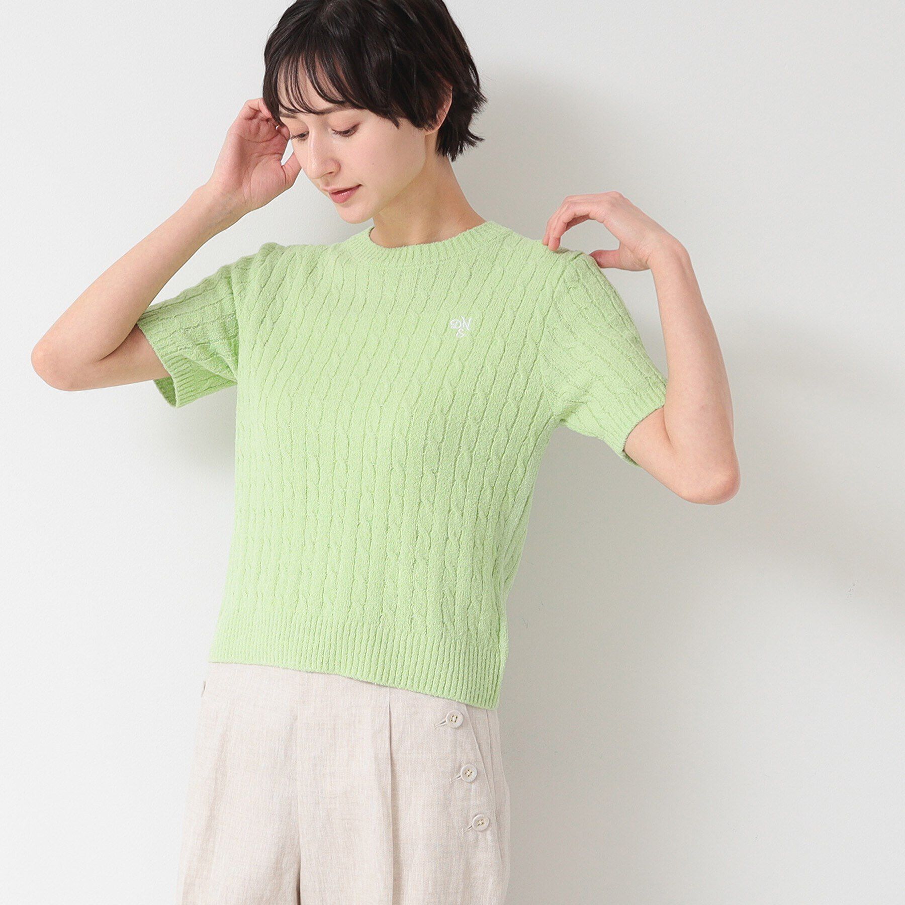 Dessin「【洗える】ケーブルクルーネックニット」|ニット・セーター|