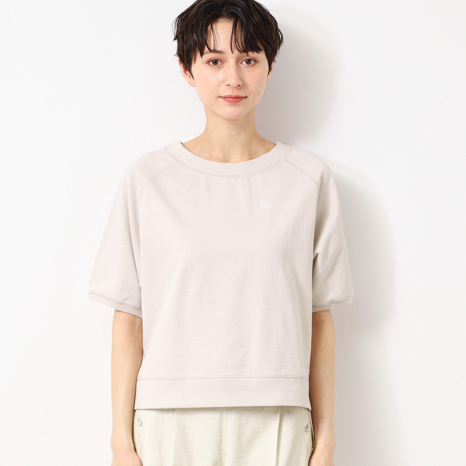 Dessin「【洗える】クロップド丈ポイントロゴ入りカットソー（S～L）」|Tシャツ・カットソー|