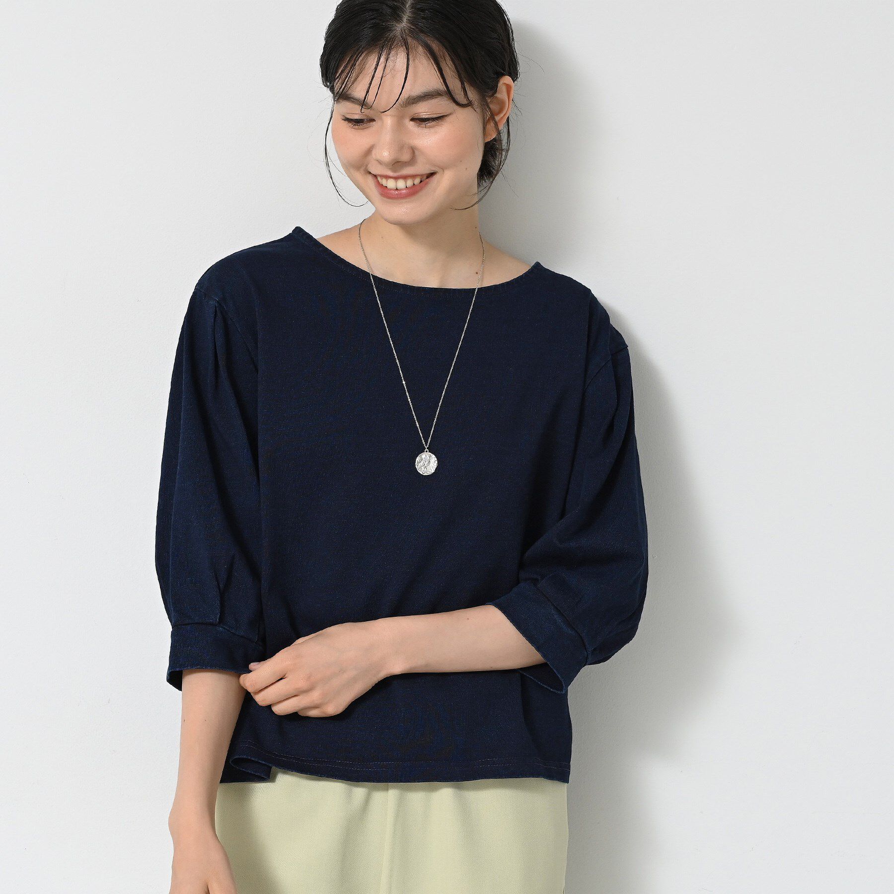 Dessin「【洗える】インディゴ天竺デニム調カットソー」|Tシャツ・カットソー|