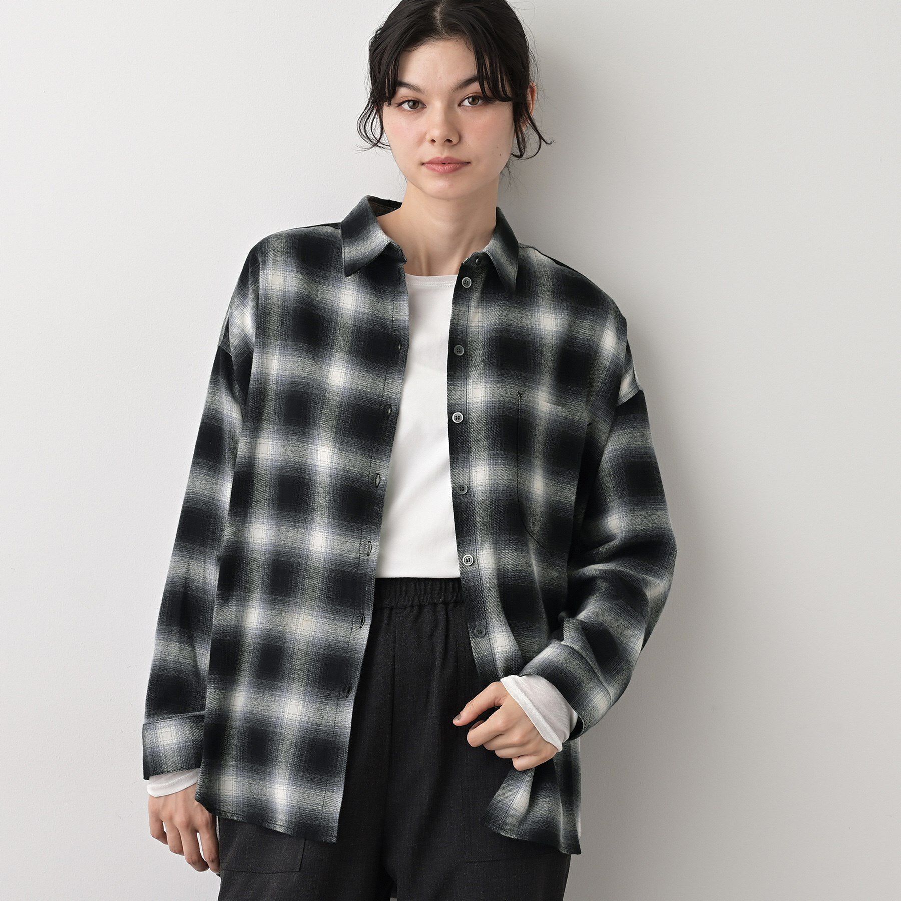 Dessin「【洗える】起毛オンブレーチェック柄シャツ」|シャツ・ブラウス|