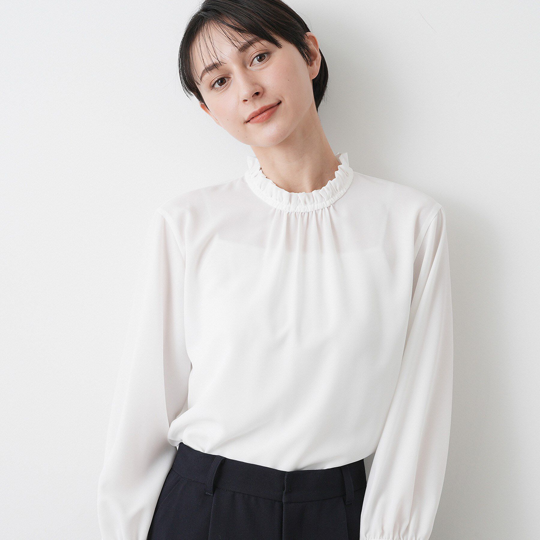 Dessin「【入卒/セレモニー/洗える】フリルネックジョーゼットブラウス」|シャツ・ブラウス|