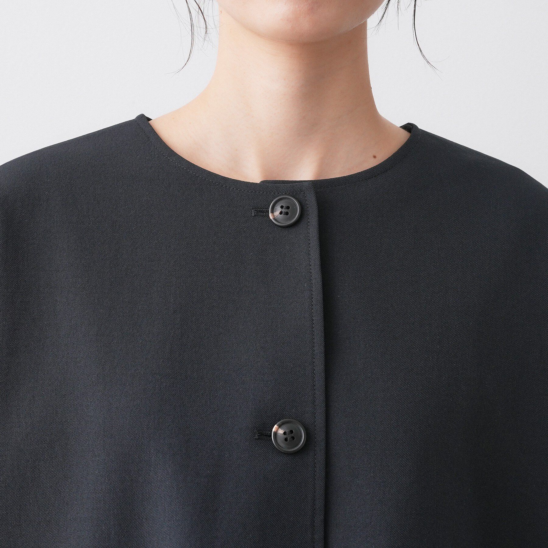 Dessin「【花粉ガード/撥水加工/洗える】クルーネックスプリングコート」|ノーカラーコート|