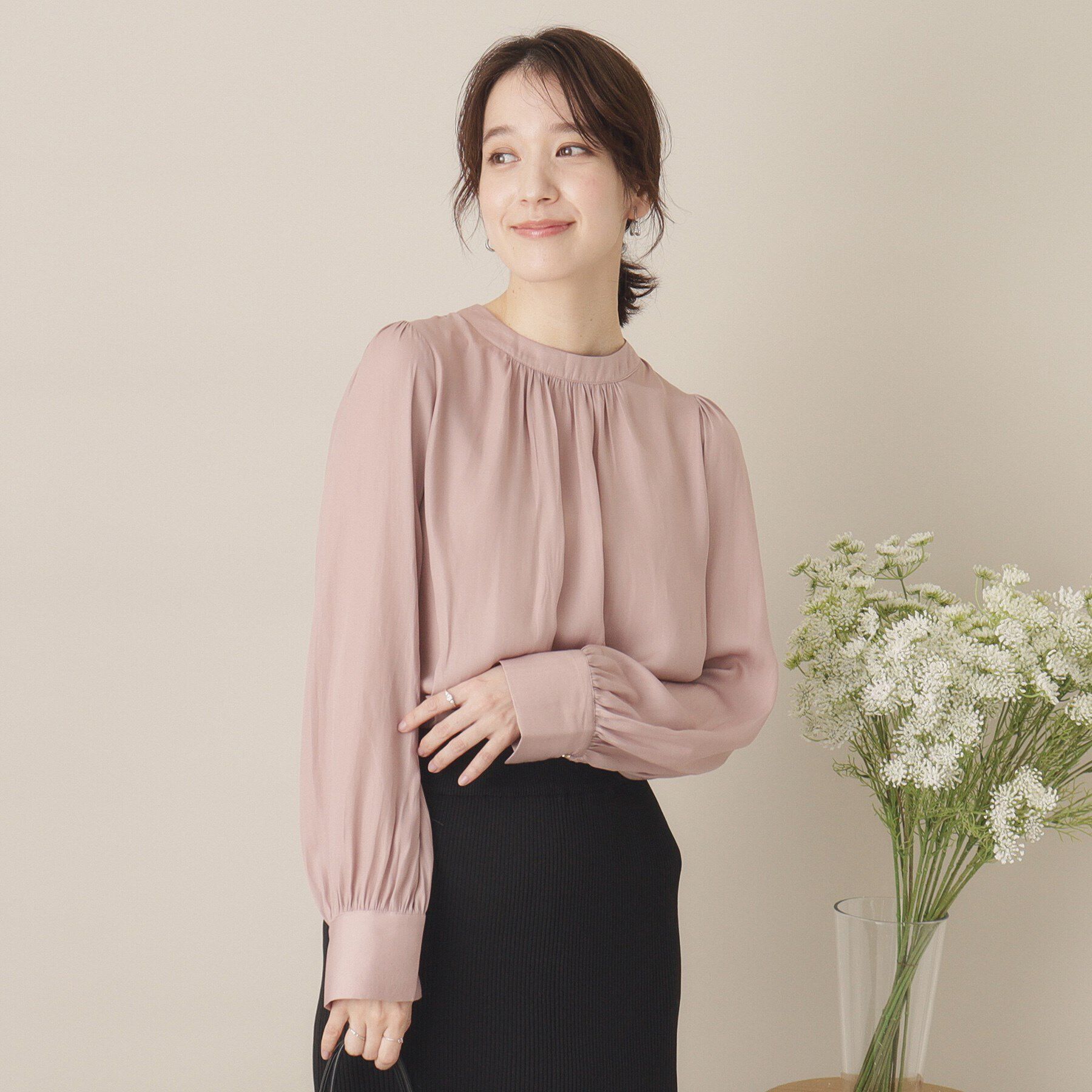 ITS&rsquo;DEMO「【通勤／手洗い可】サテンブラウス」|シャツ・ブラウス|ピンク(071)