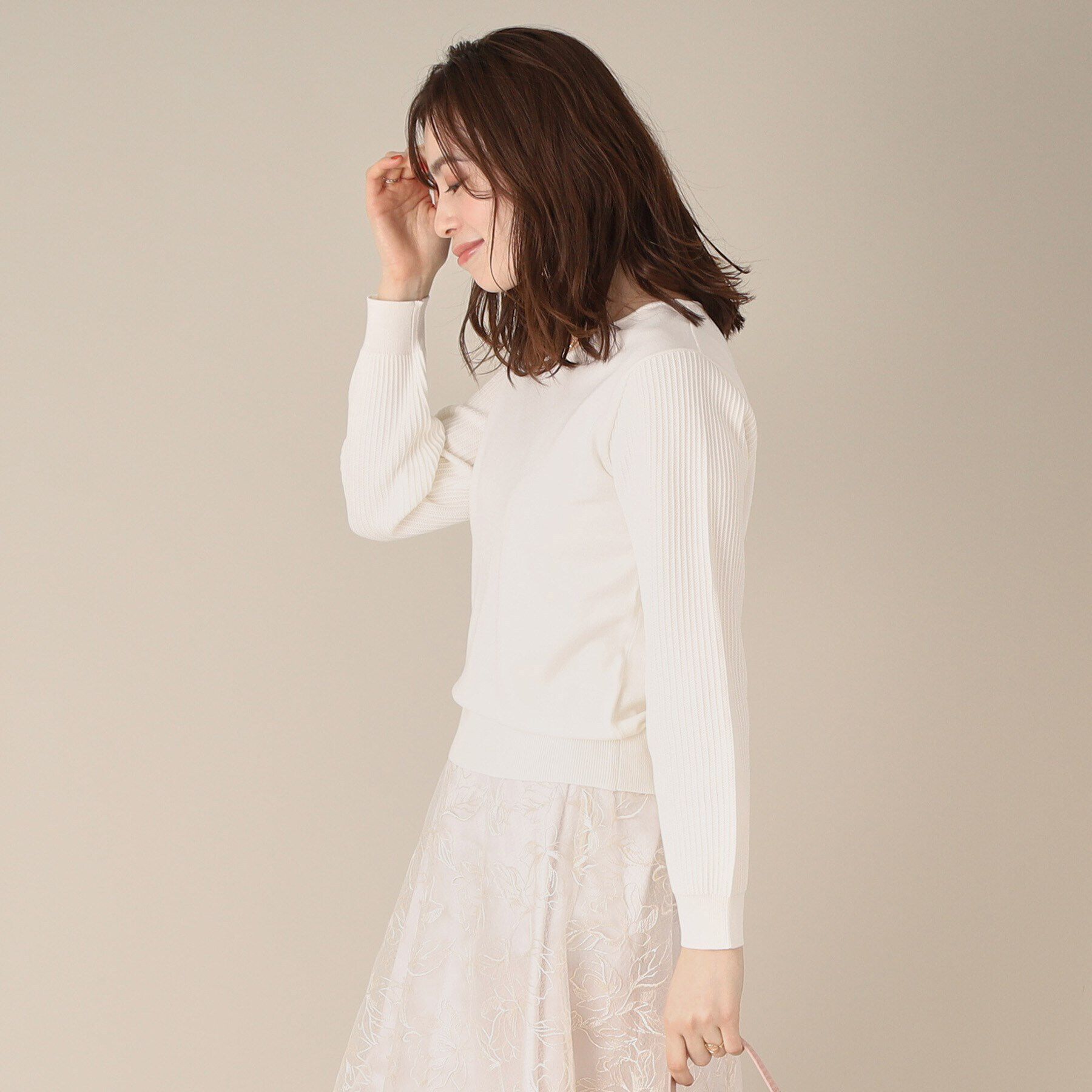 ITS&rsquo;DEMO「【アンチピリング／洗濯機OK】袖編地変化ニット」|ニット・セーター|