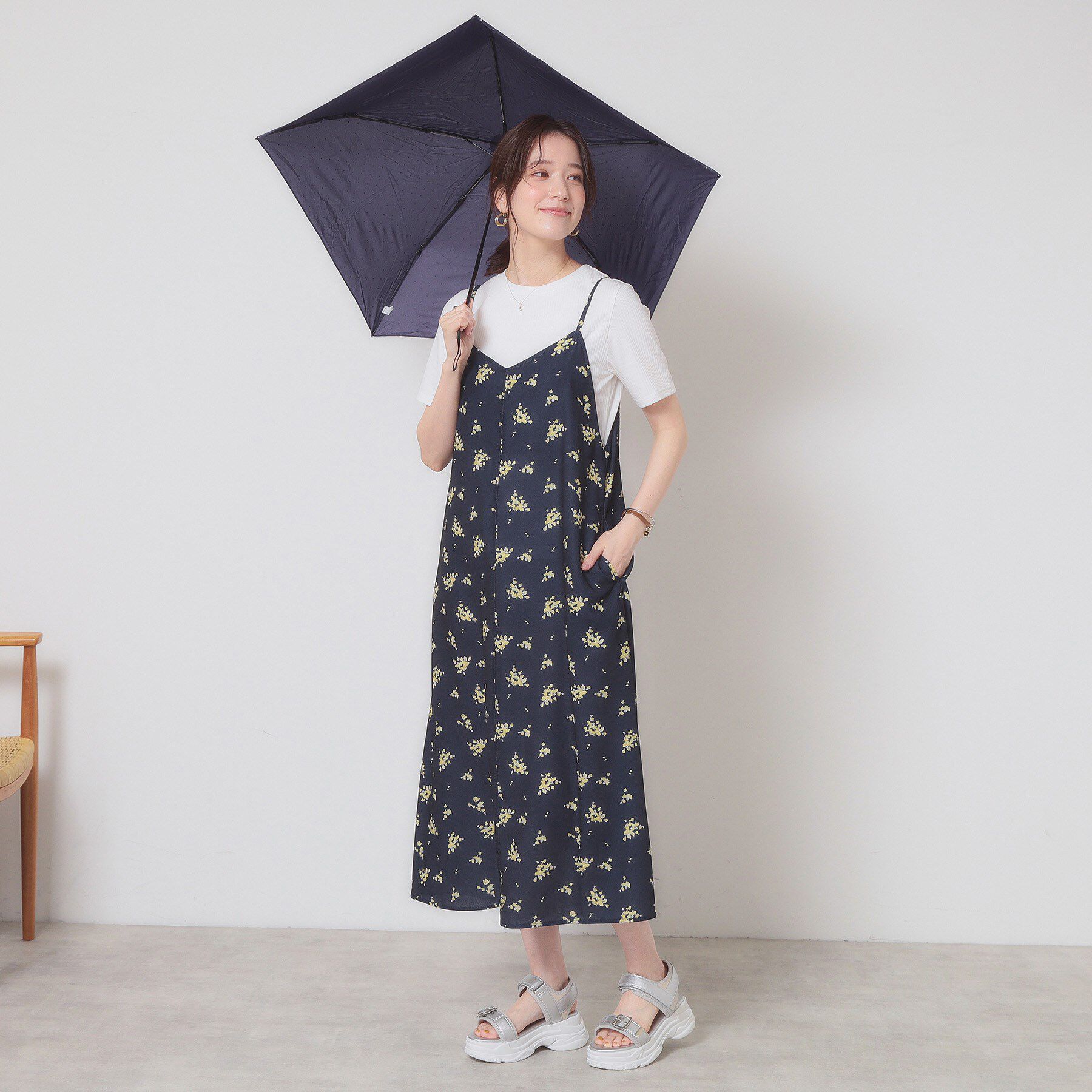 ITS&rsquo;DEMO「【手洗い可／無地・花柄】ジョーゼットキャミワンピ」|ワンピース|