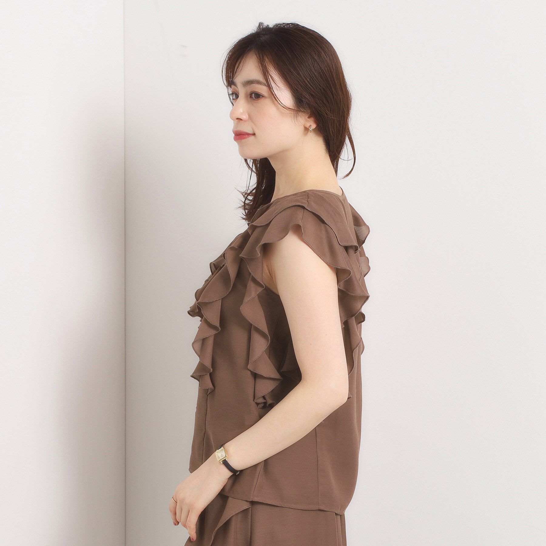 ITS&rsquo;DEMO「【手洗い可／セットアップ可】シアーフリルブラウス」|シャツ・ブラウス|