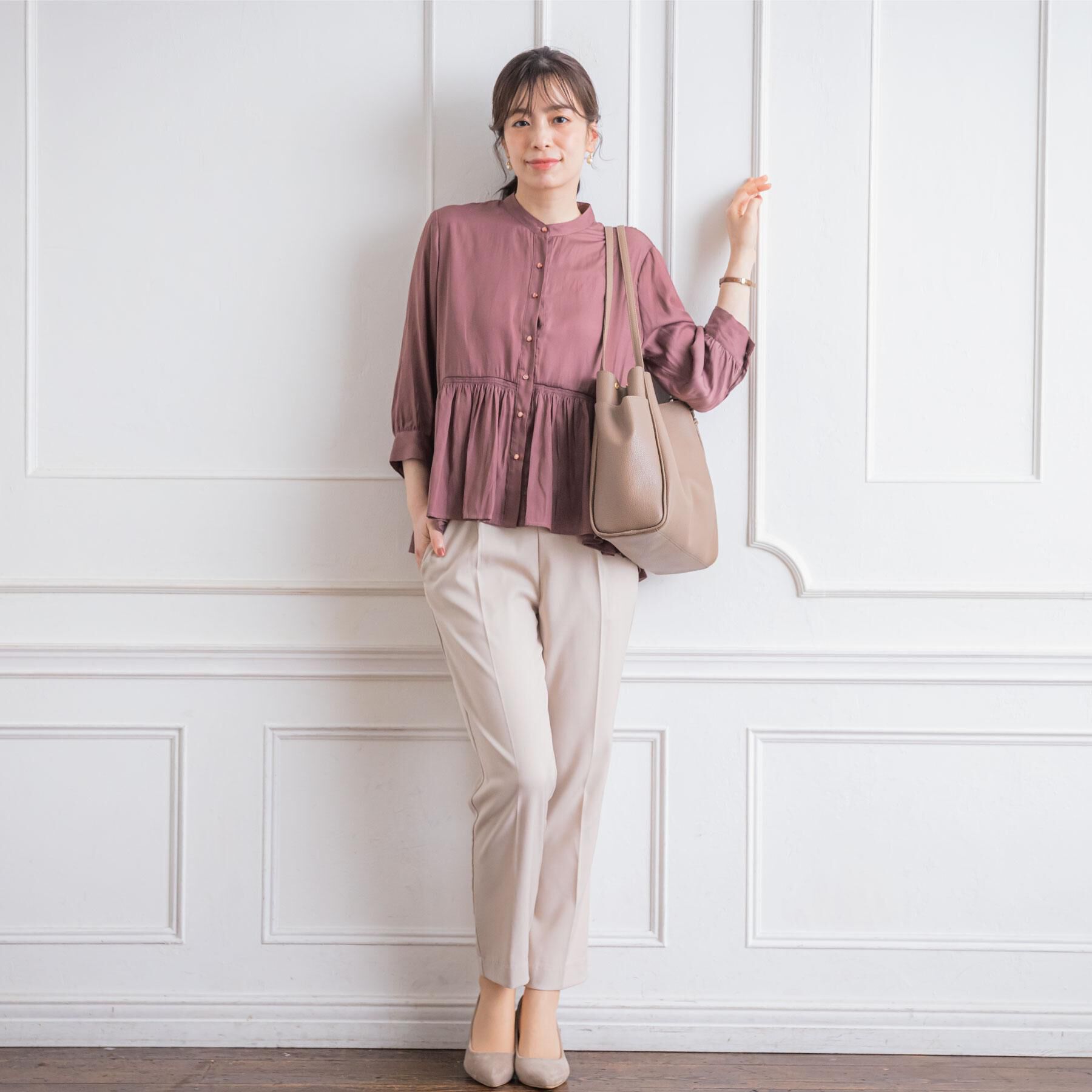 ITS&rsquo;DEMO「【手洗い可】サテンペプラムブラウス」|シャツ・ブラウス|