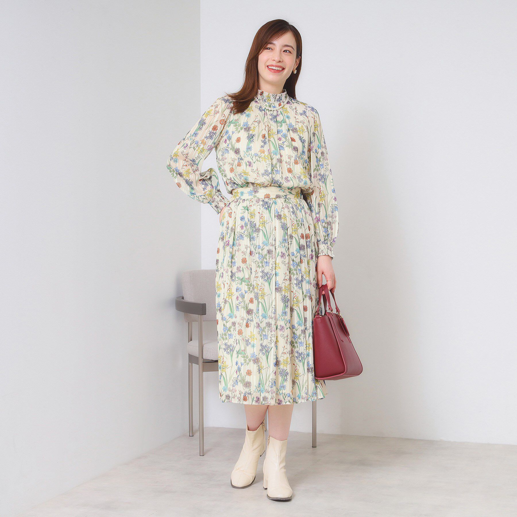 ITS&rsquo;DEMO「【手洗い可／セットアップ可】ラメストライプ花柄スカート」|スカート|