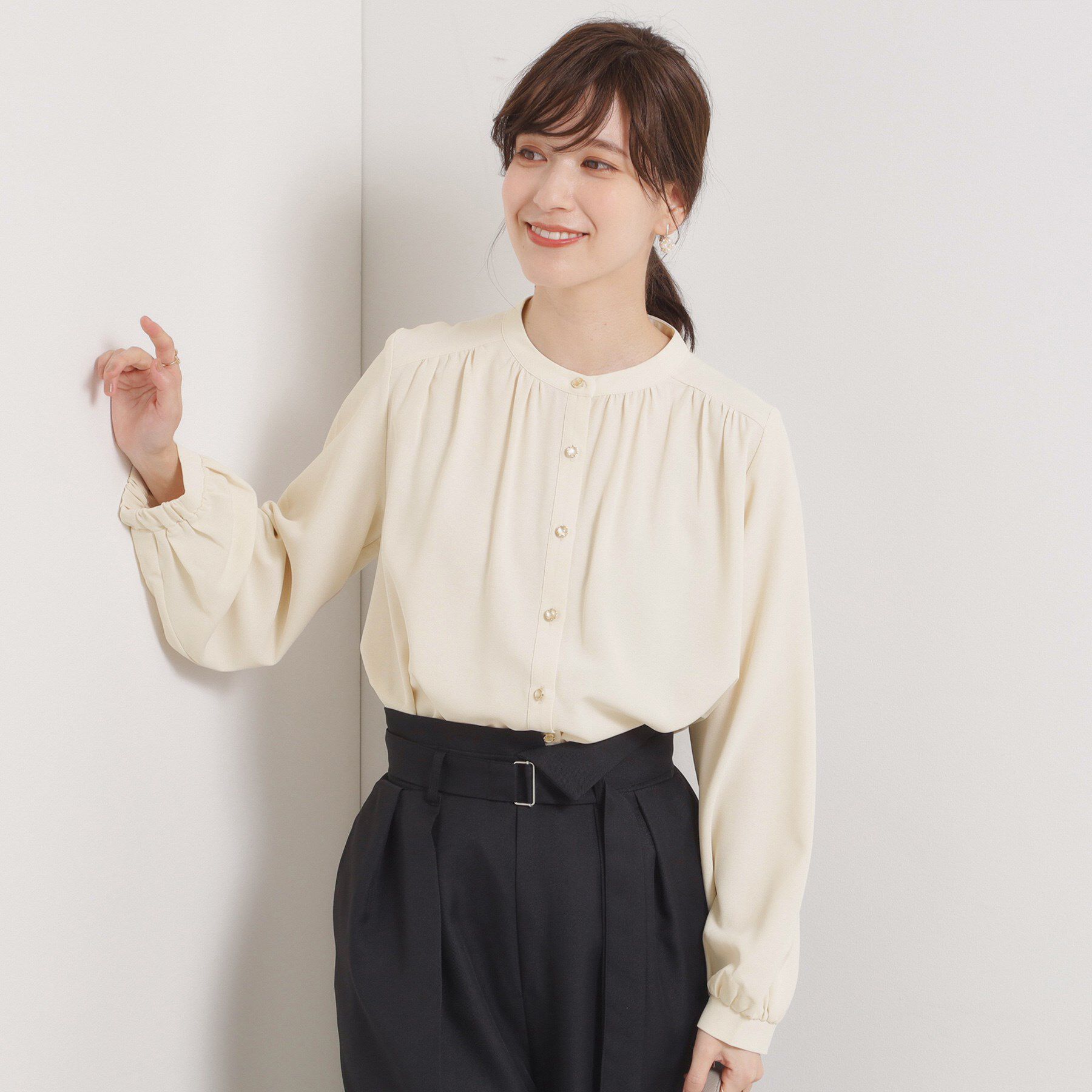 ITS&rsquo;DEMO「【手洗い可】前開きブラウス」|シャツ・ブラウス|アイボリー(004)